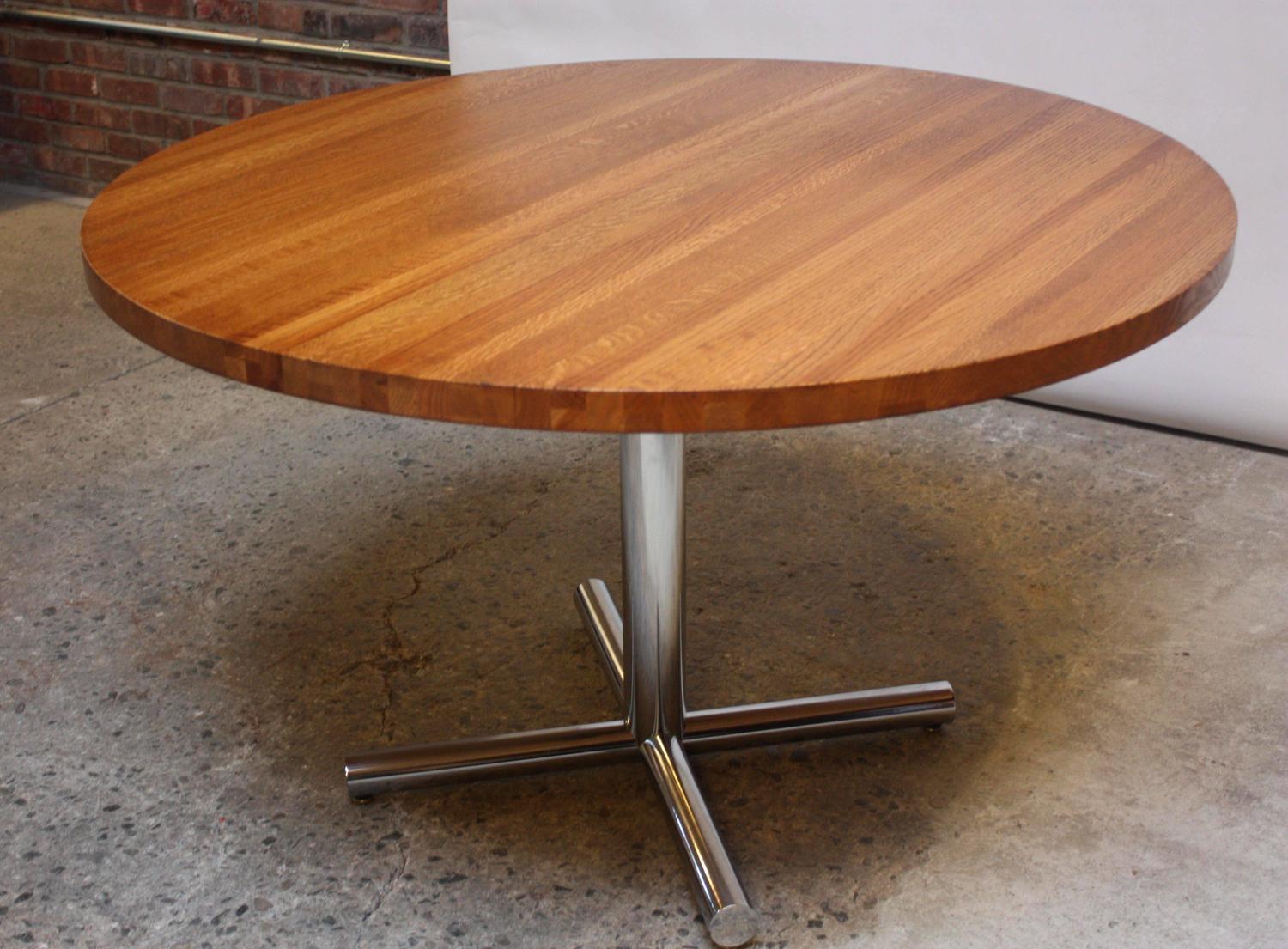 Butcher Block Dining Table with Chrome Base For Sale at 1stdibs