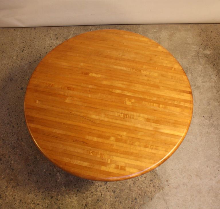 Cafe-Style Maple Butcher Block Dining Table on Chrome Base ...