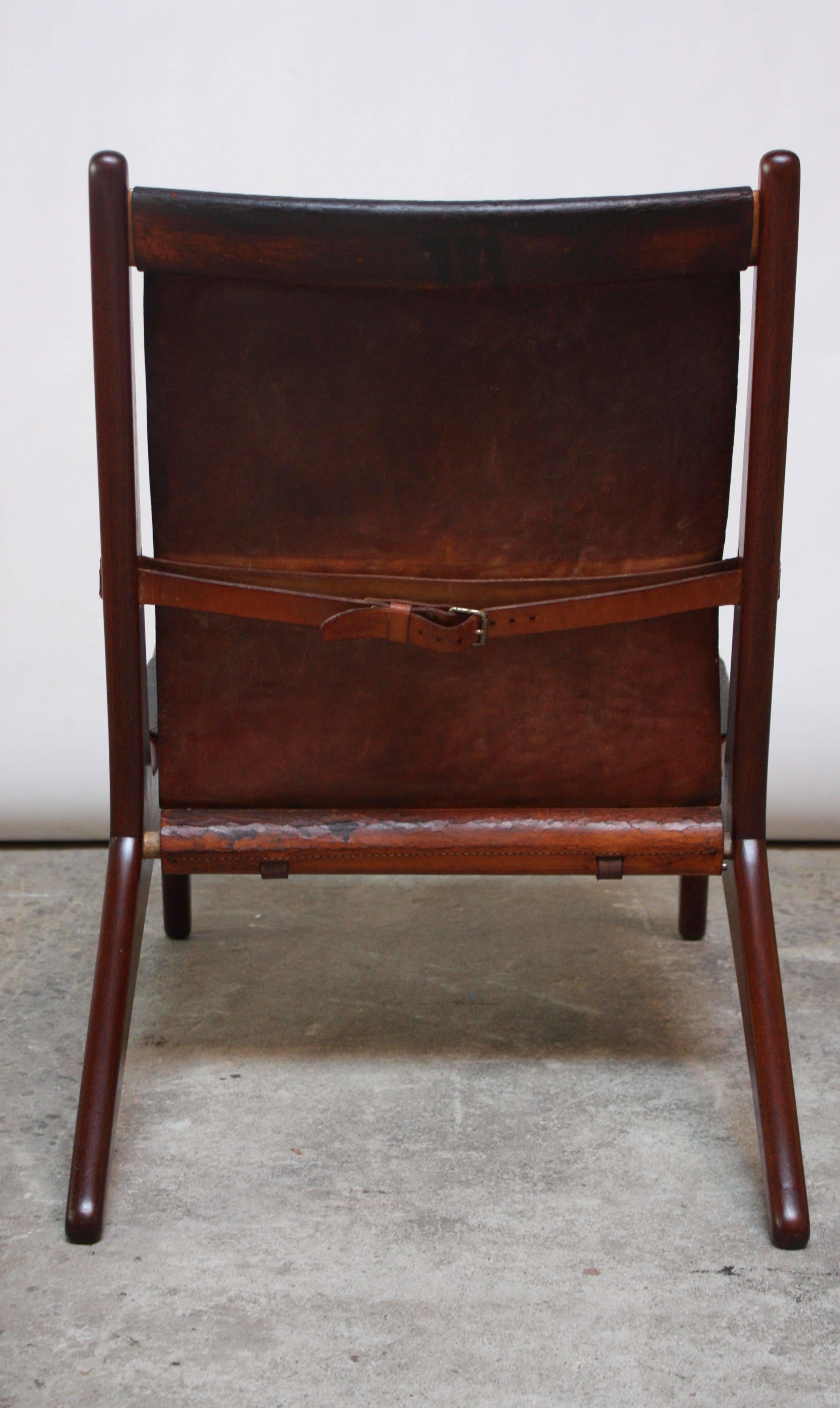 Swedish Teak and Leather Hunting Chair Model #204 by Uno and Östen Kristiansson 2