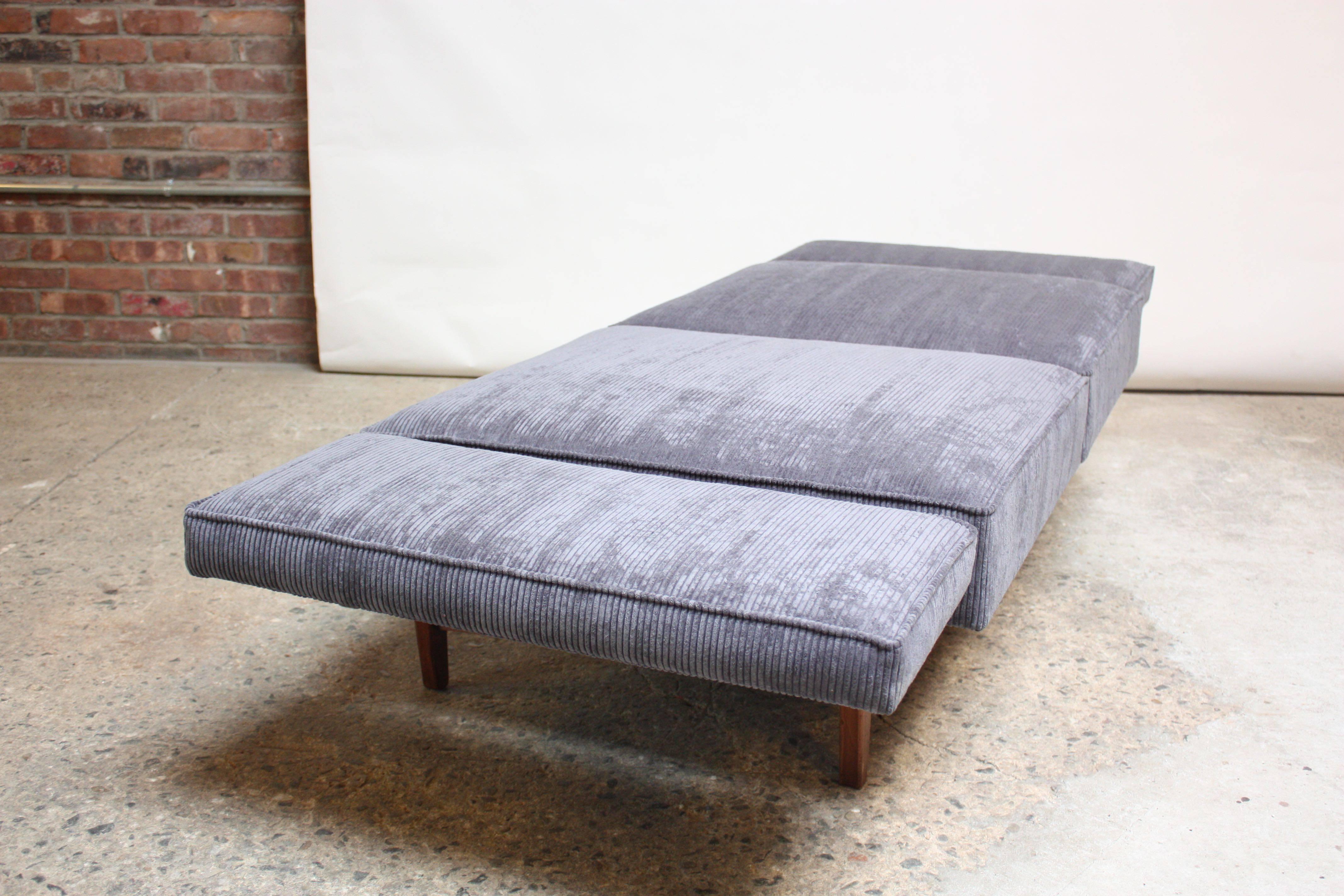 Danish Modern Convertible Daybed/Sofa on Chrome and Walnut Base 2