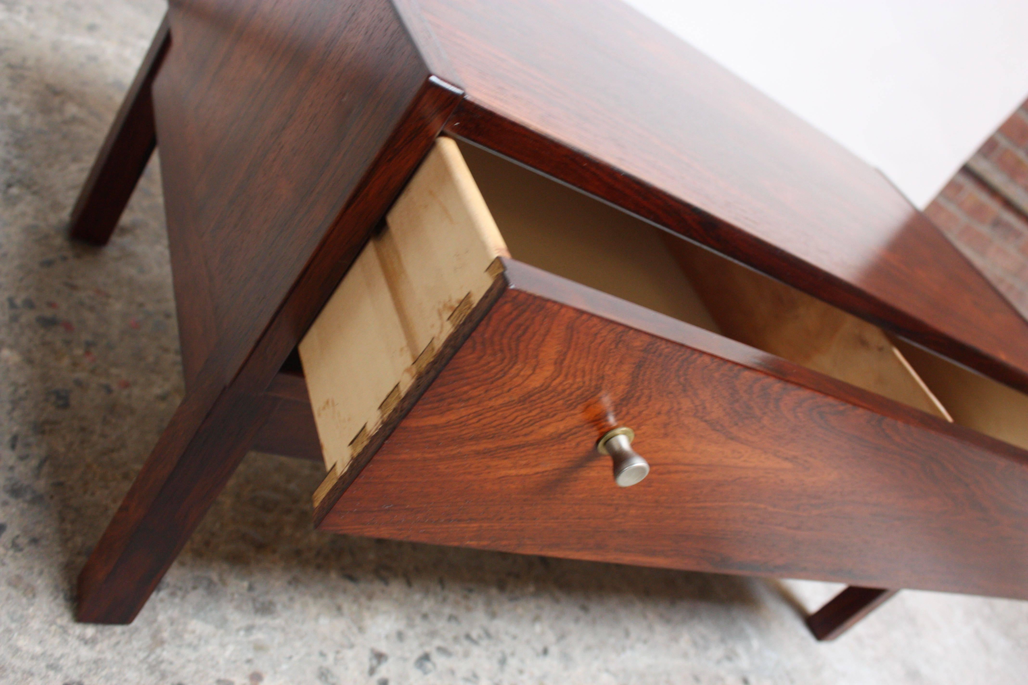 Danish Rosewood Single-Drawer Hallway Chest with Aluminium Pulls In Excellent Condition In Brooklyn, NY