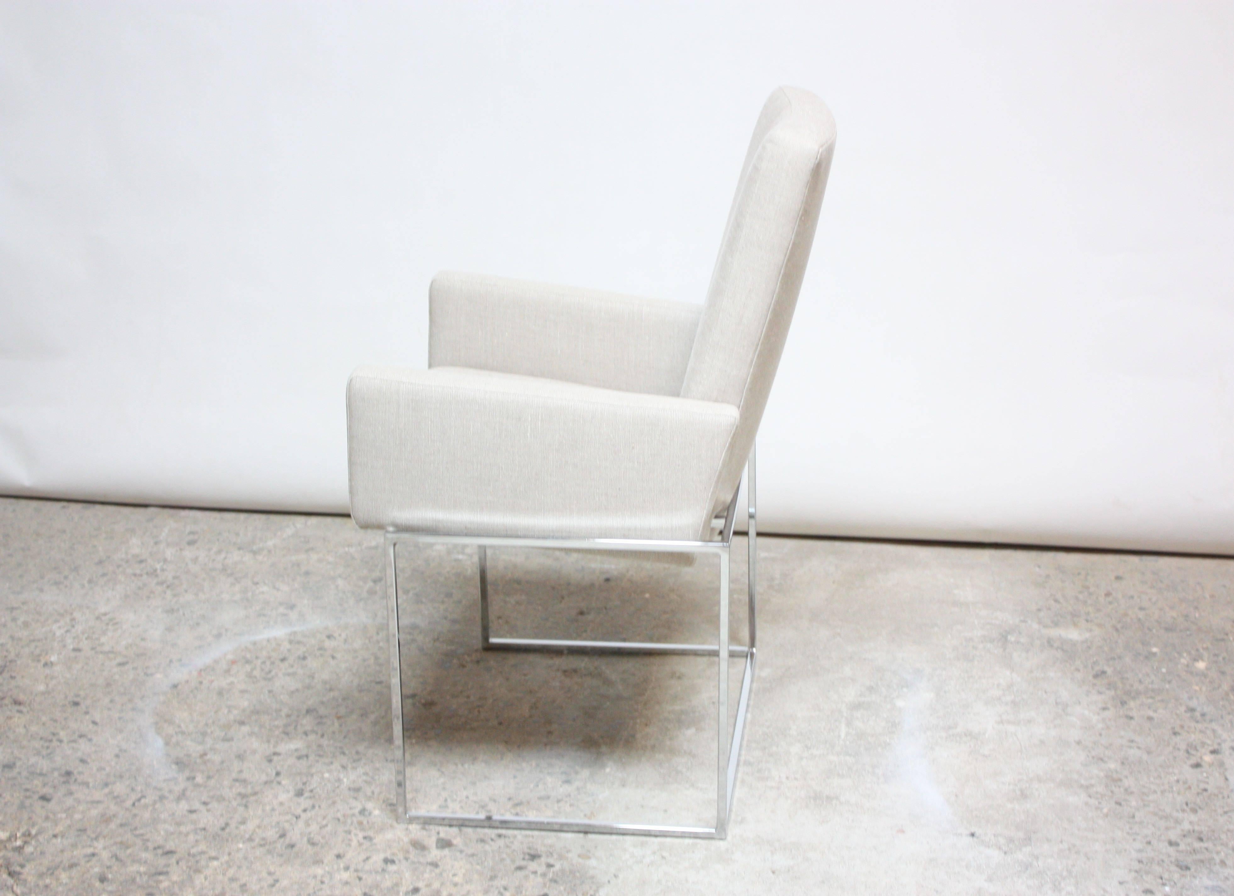 Late 20th Century Set of Six Milo Baughman 'Thin Line' Chrome Dining Chairs