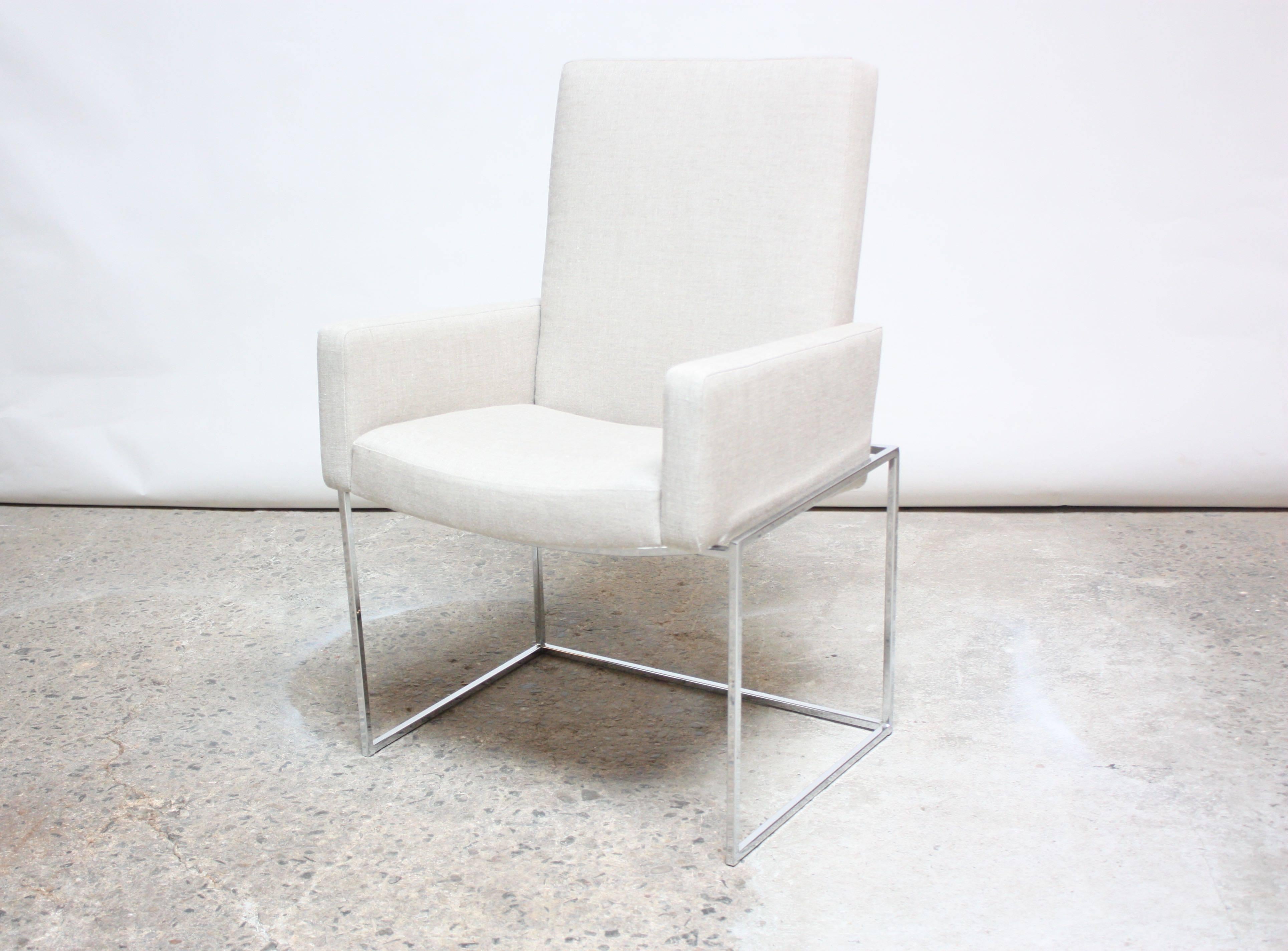 Mid-Century Modern Set of Six Milo Baughman 'Thin Line' Chrome Dining Chairs