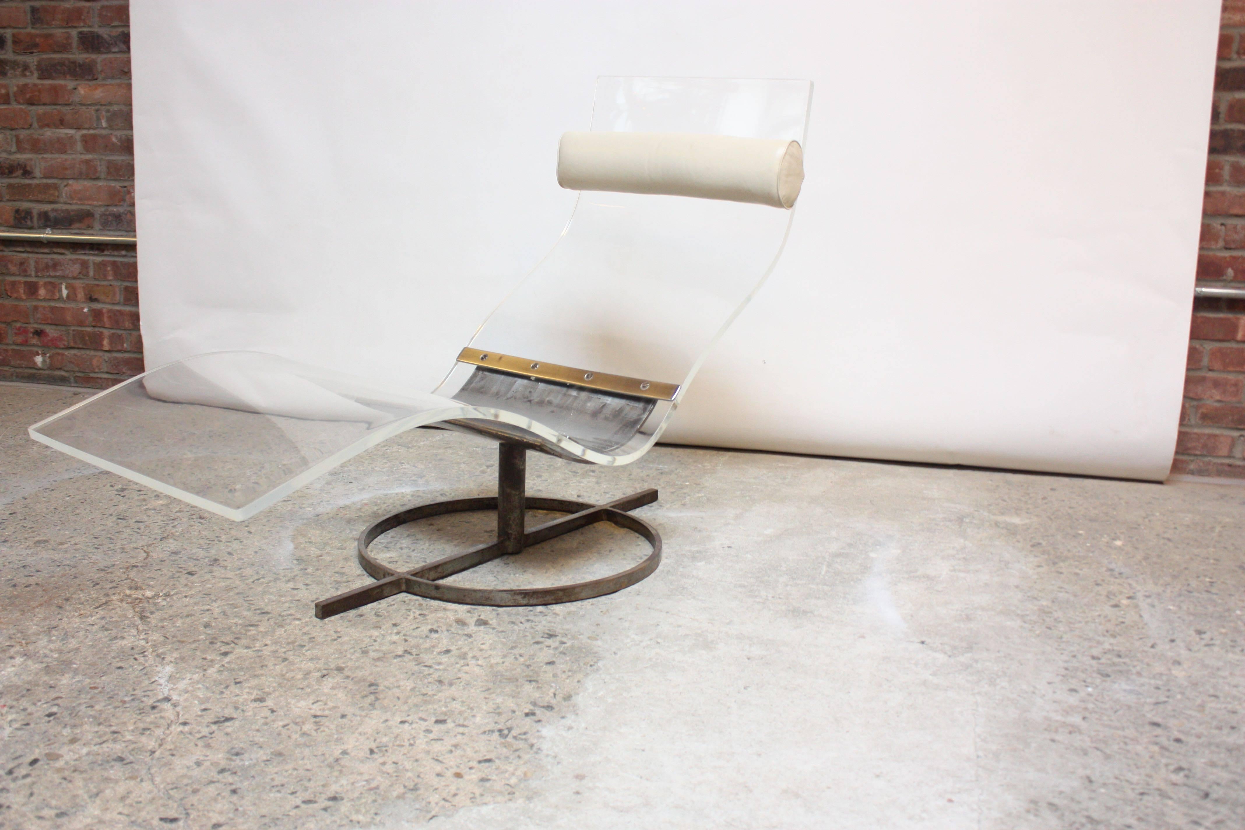 Nickel Mid-Century French Lucite and Steel Chaise Longue Prototype For Sale