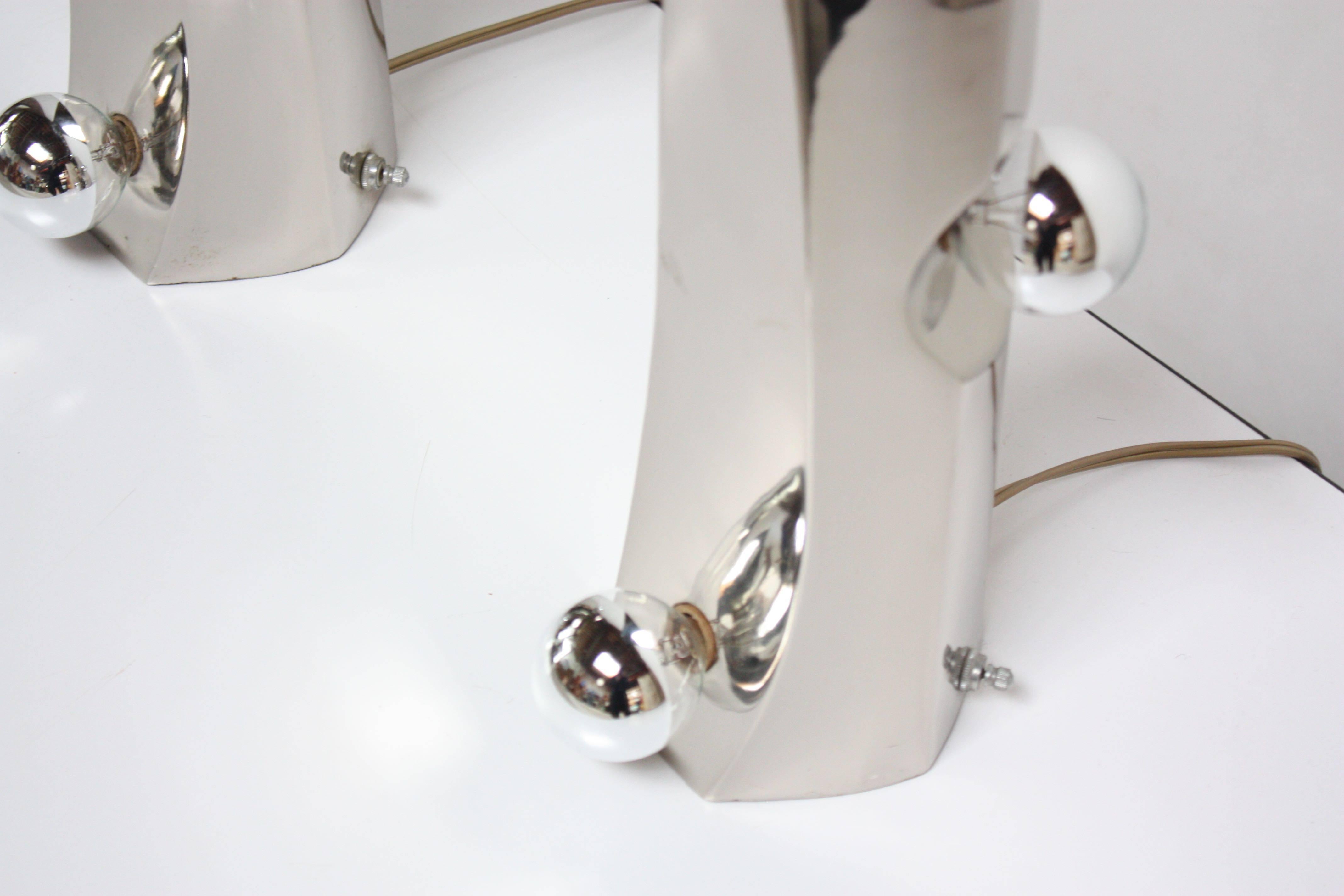 American Mid-Century Modern Polished Chrome Free-Form Table Lamps