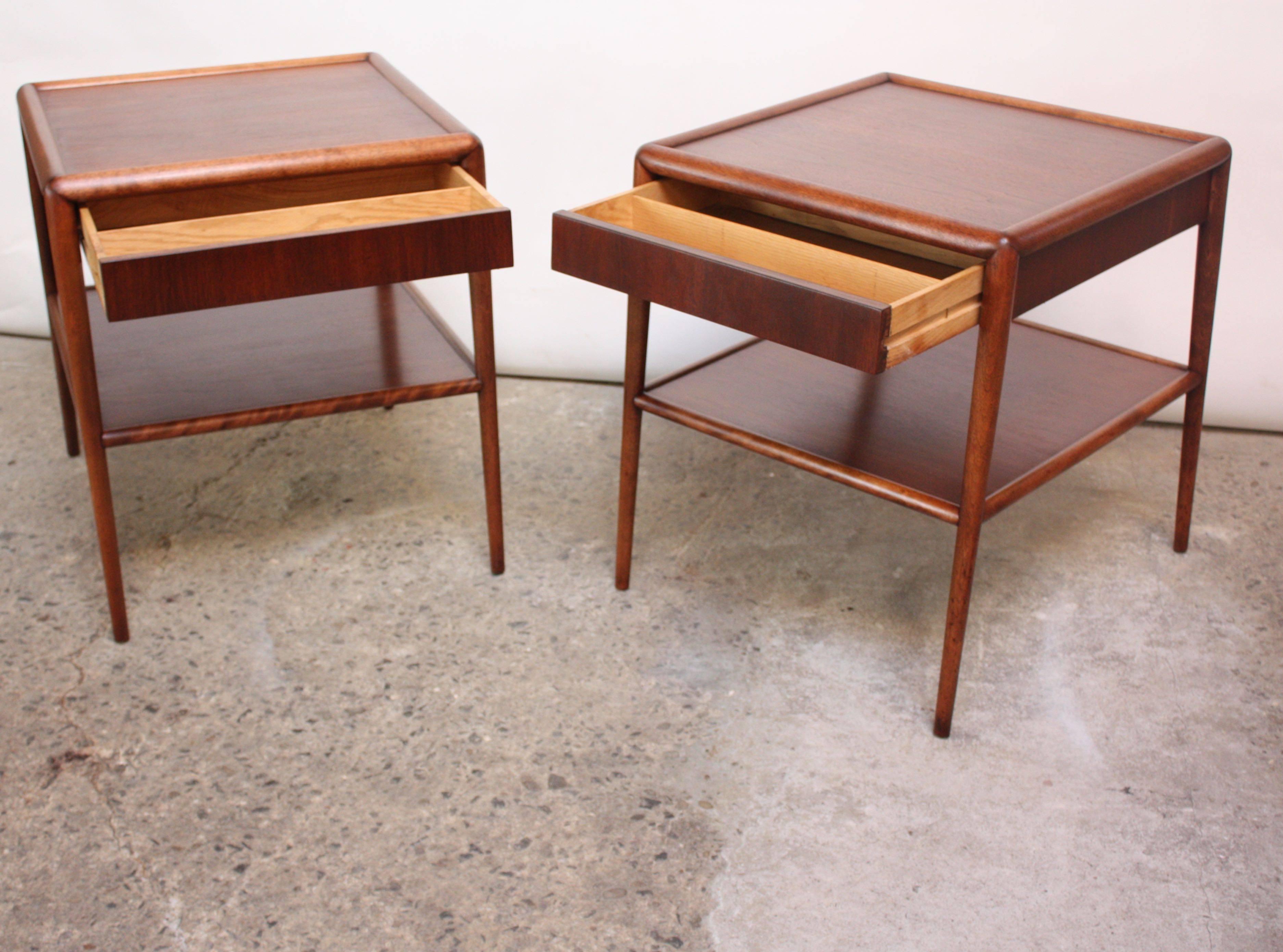 Pair of T. H. Robsjohn-Gibbings Single Drawer End Tables 1