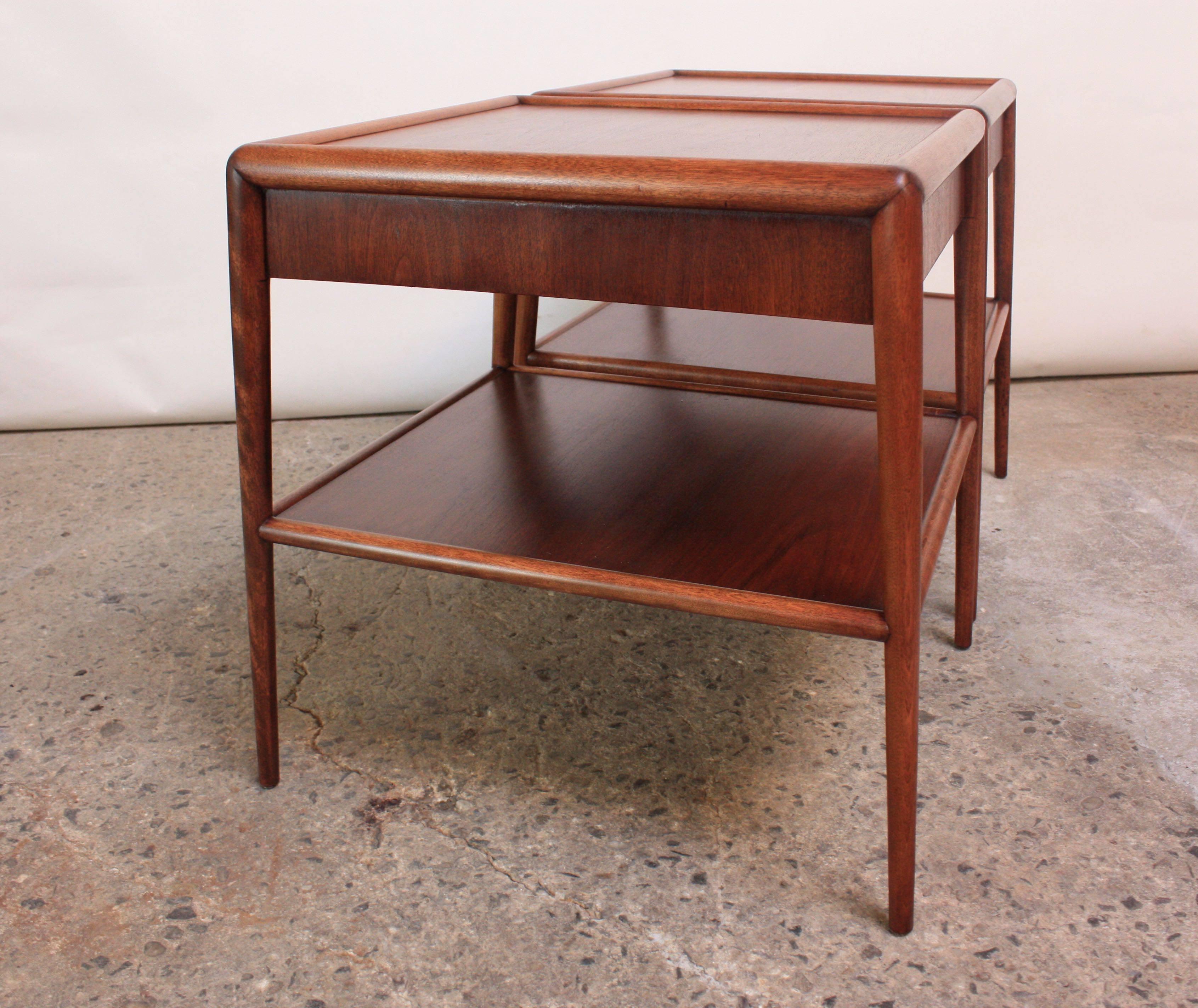 American Pair of T. H. Robsjohn-Gibbings Single Drawer End Tables