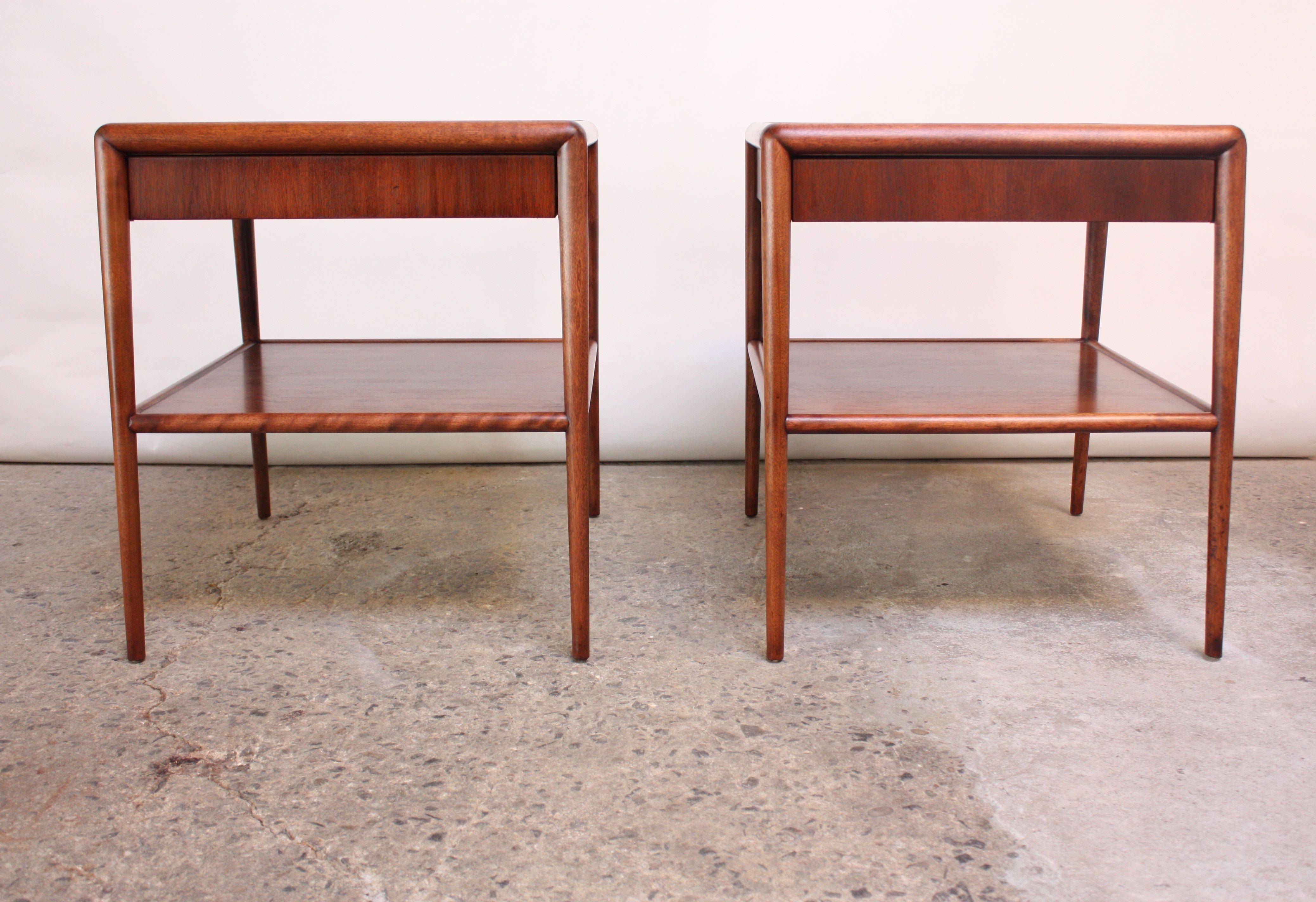Pair of T. H. Robsjohn-Gibbings Single Drawer End Tables In Good Condition In Brooklyn, NY