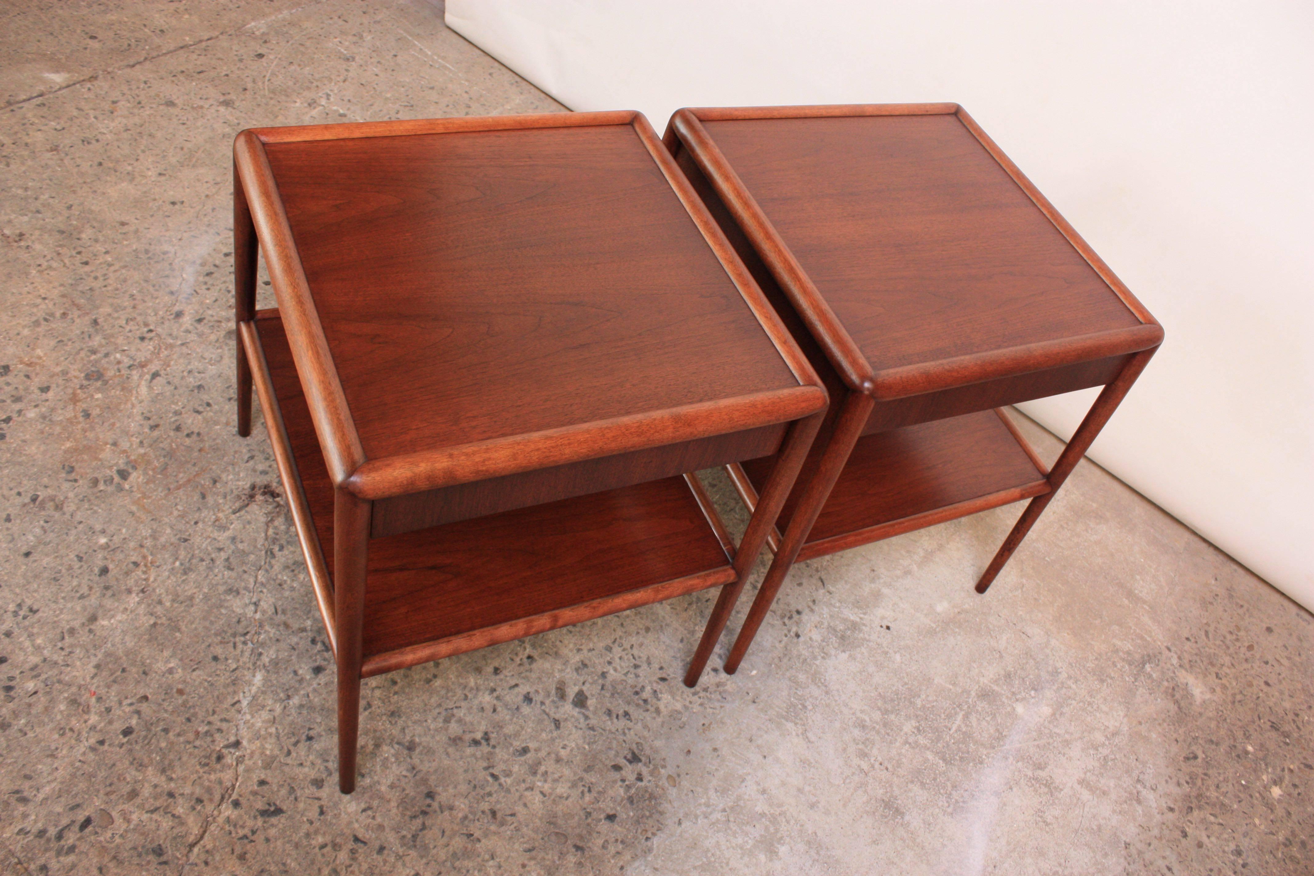 Pair of T. H. Robsjohn-Gibbings Single Drawer End Tables 3