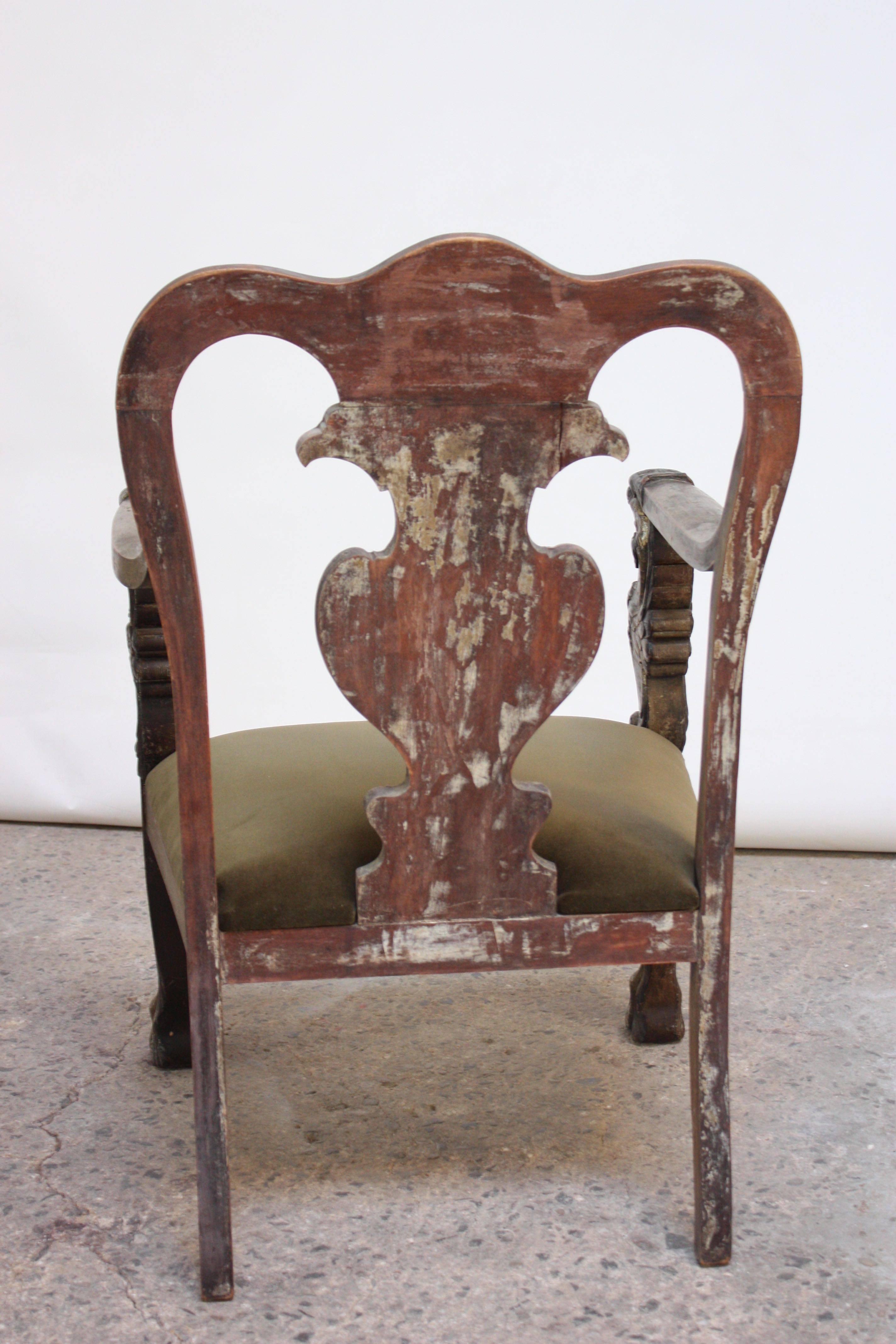 American Majestic Odd Fellows Carved and Painted Armchair For Sale