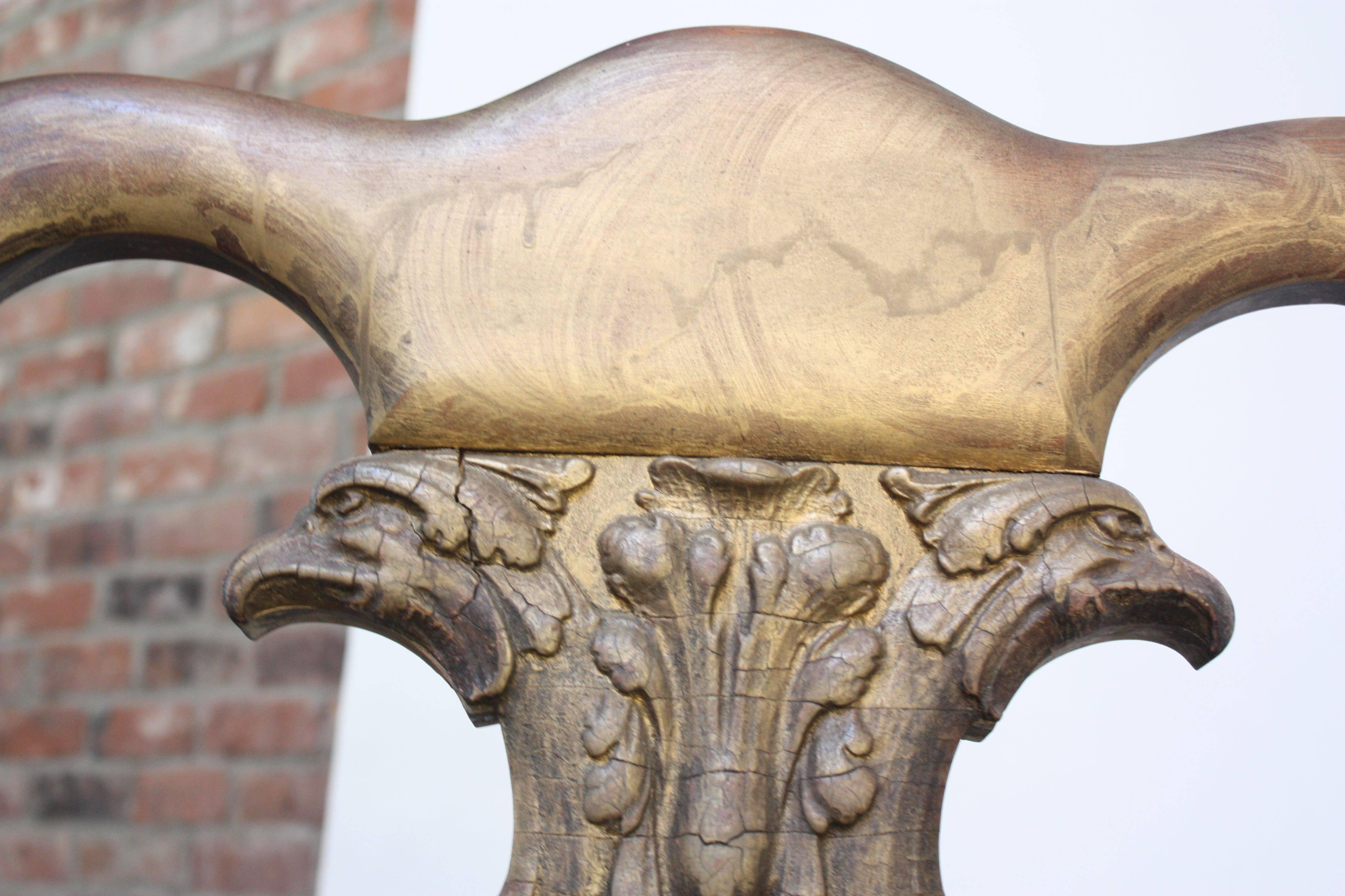Majestic Odd Fellows Carved and Painted Armchair In Good Condition For Sale In Brooklyn, NY