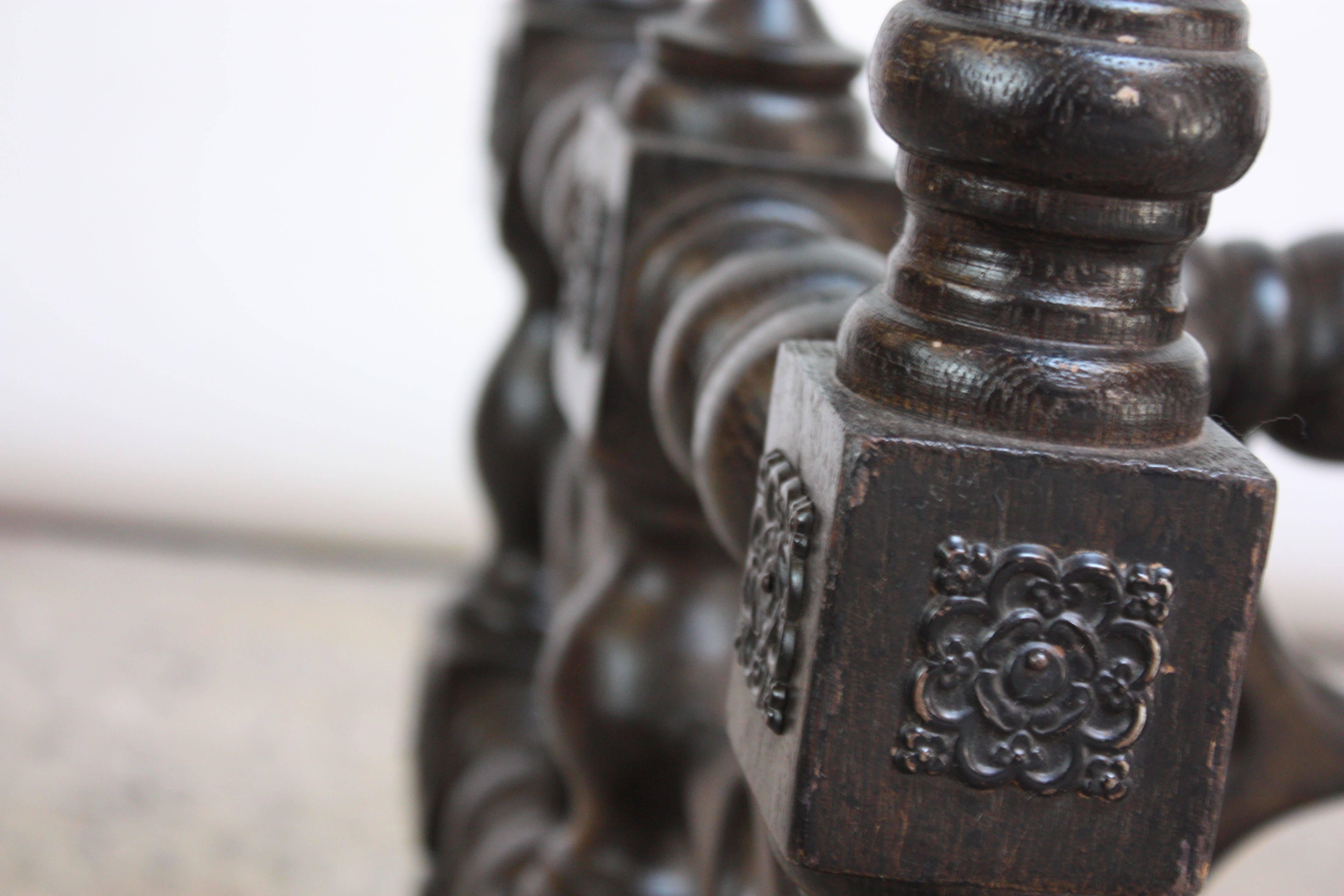 Renaissance-Style Carved Ebonized Oak Coffee Table In Good Condition In Brooklyn, NY