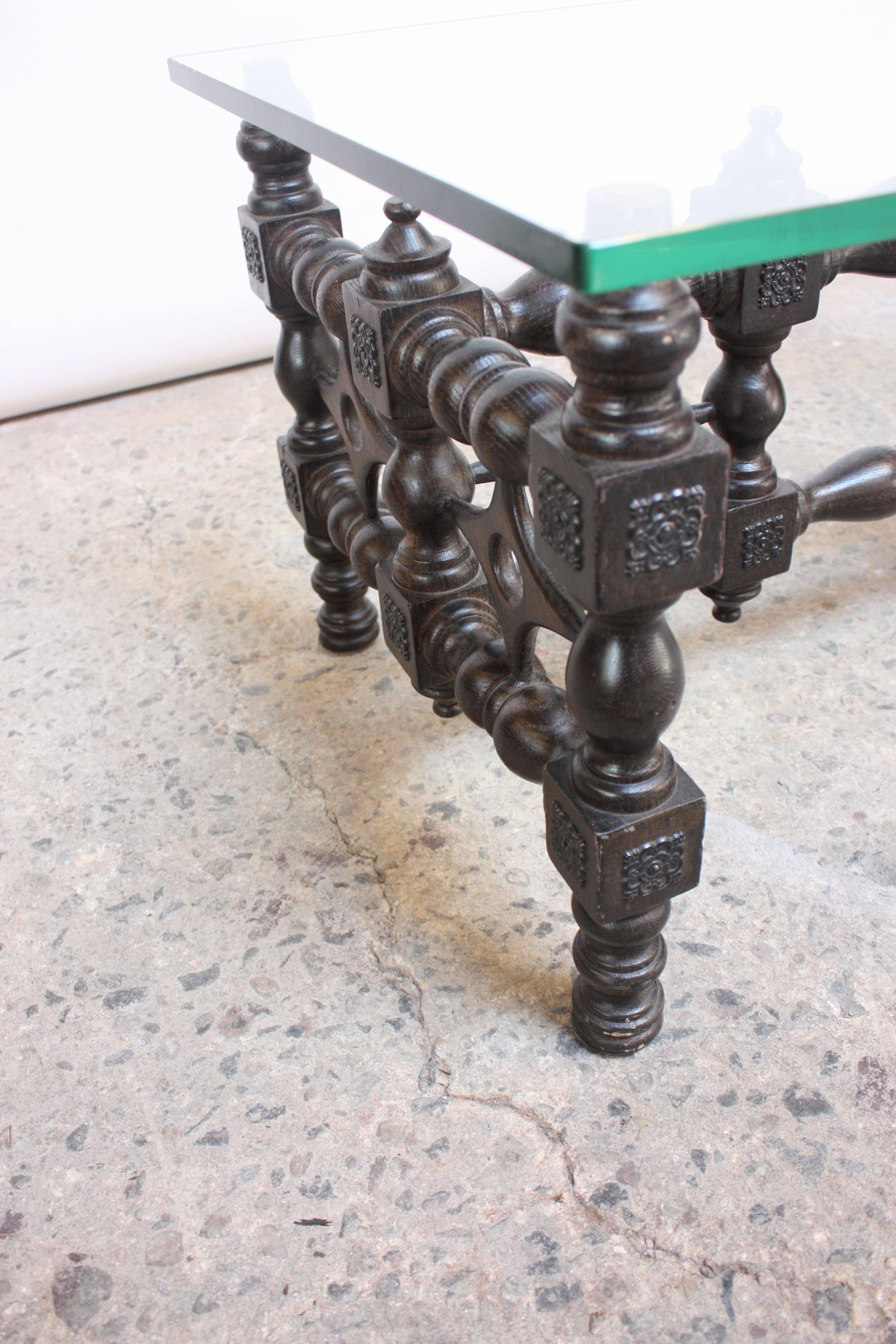 American Renaissance-Style Carved Ebonized Oak Coffee Table