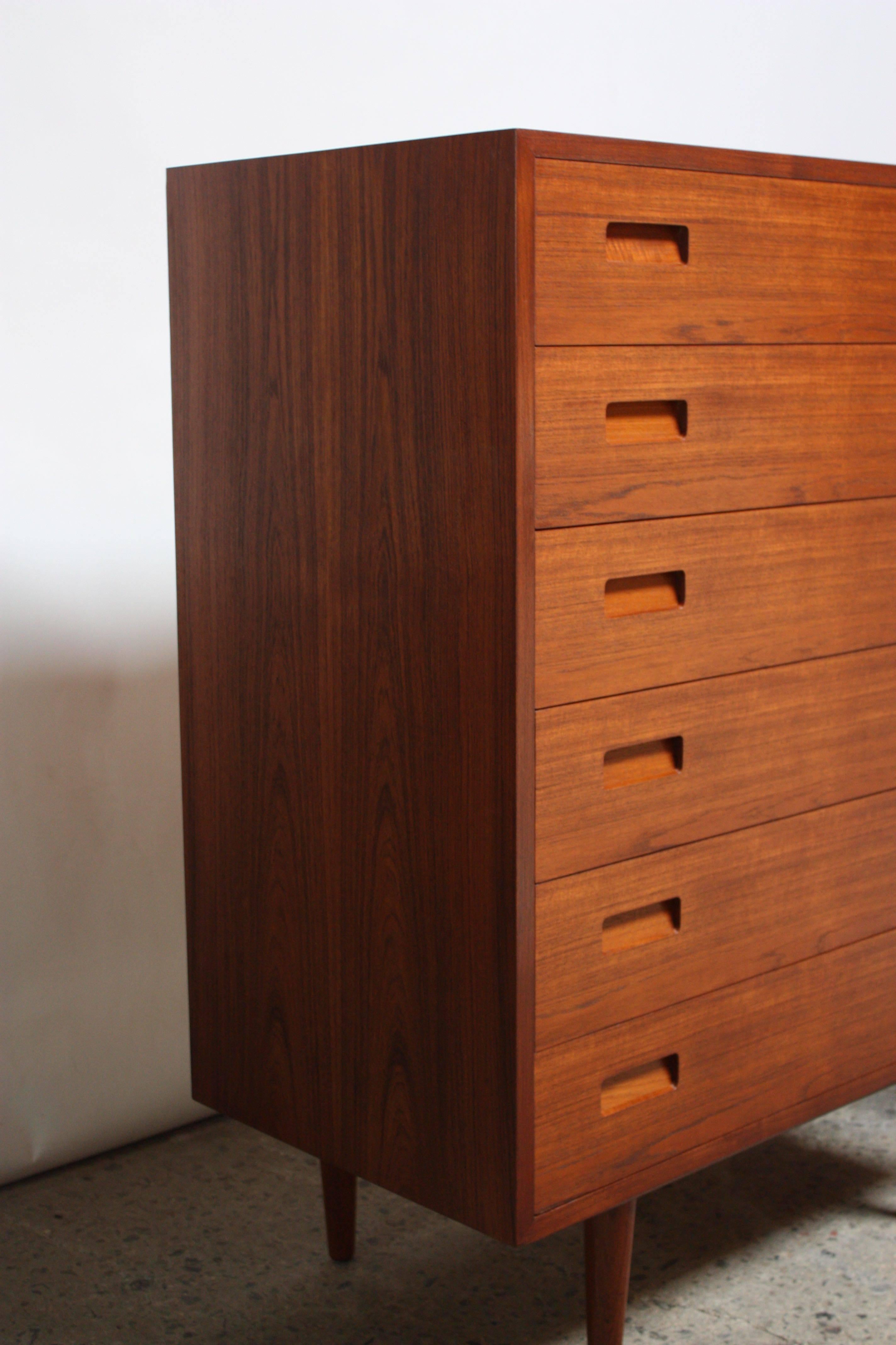 Mid-Century Modern Pair of Teak Highboy Chest of Drawers by Poul Hundevad