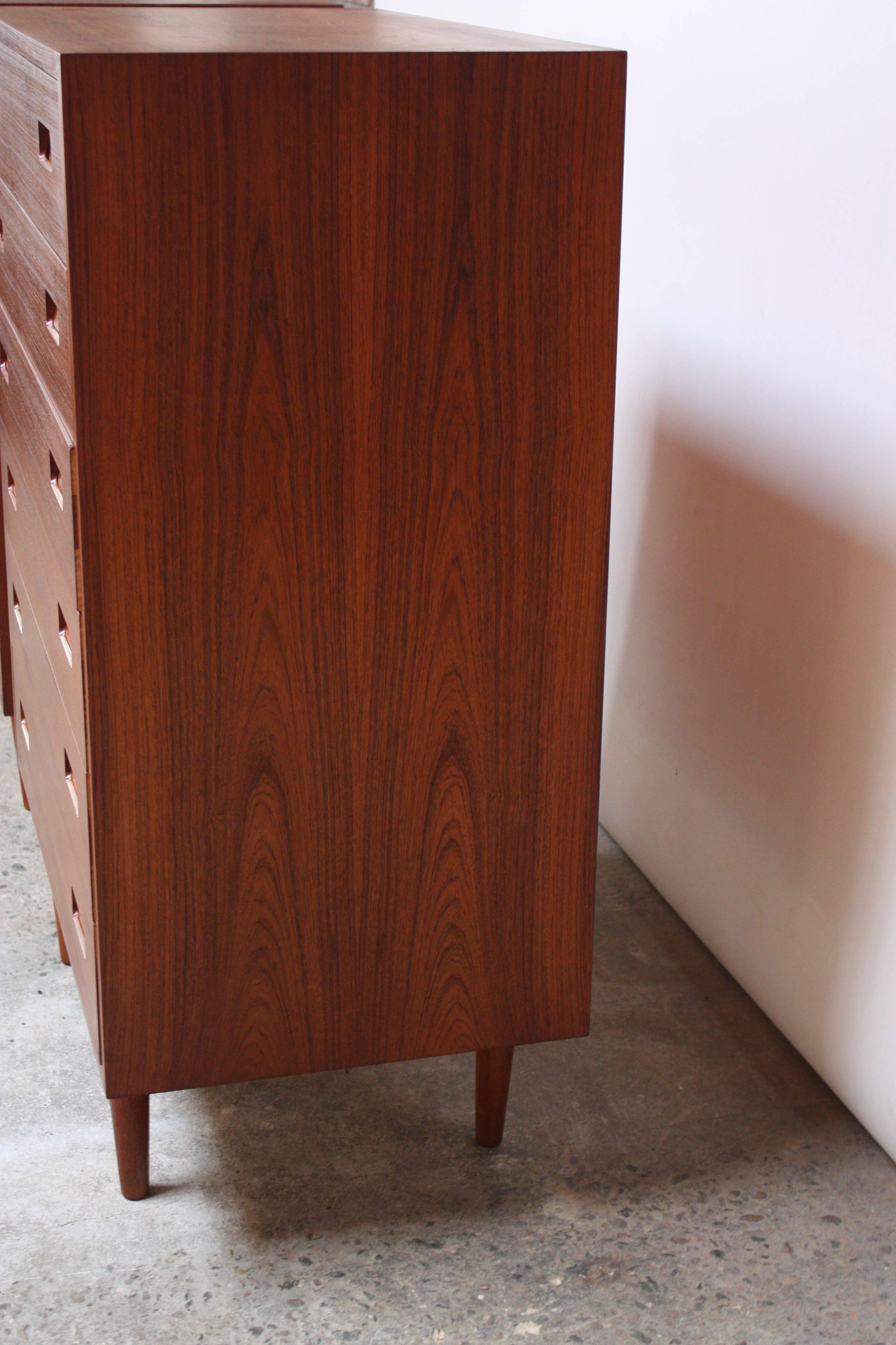 Danish Pair of Teak Highboy Chest of Drawers by Poul Hundevad