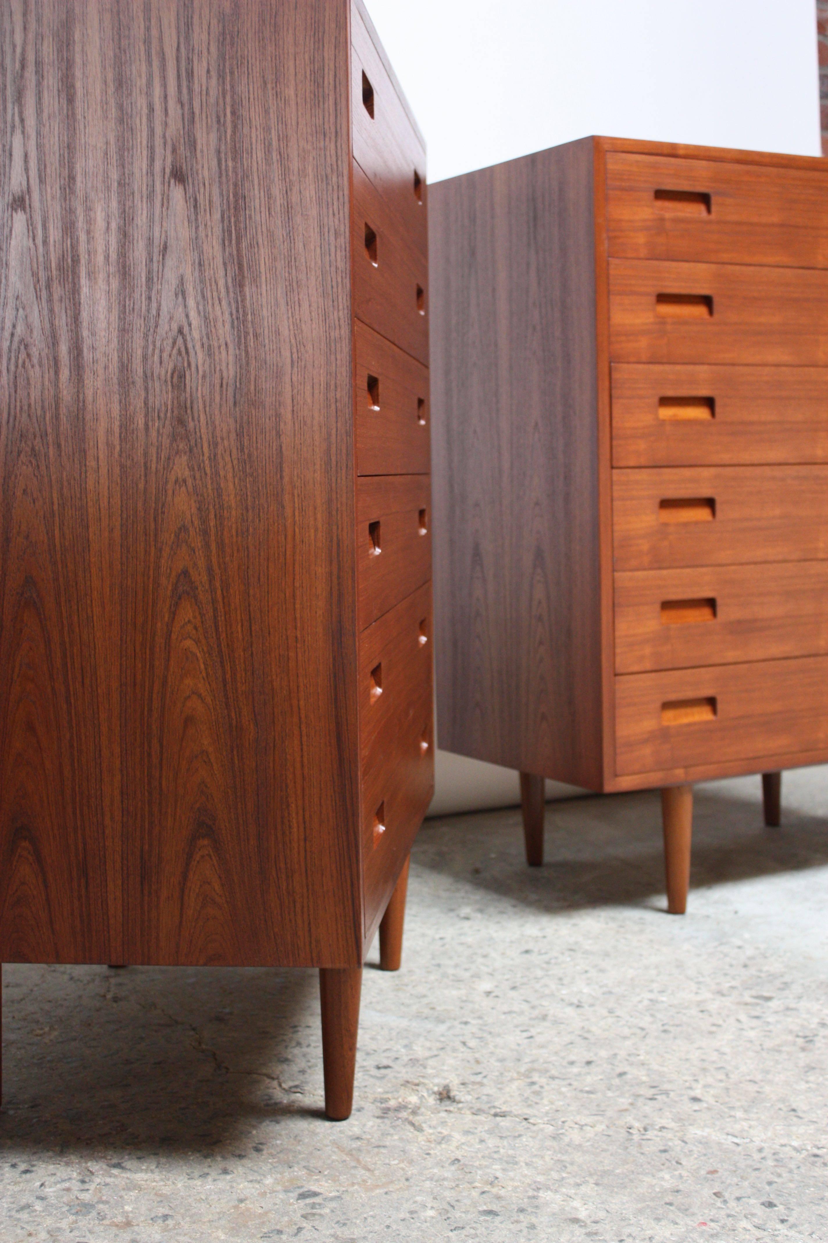 Mid-20th Century Pair of Teak Highboy Chest of Drawers by Poul Hundevad