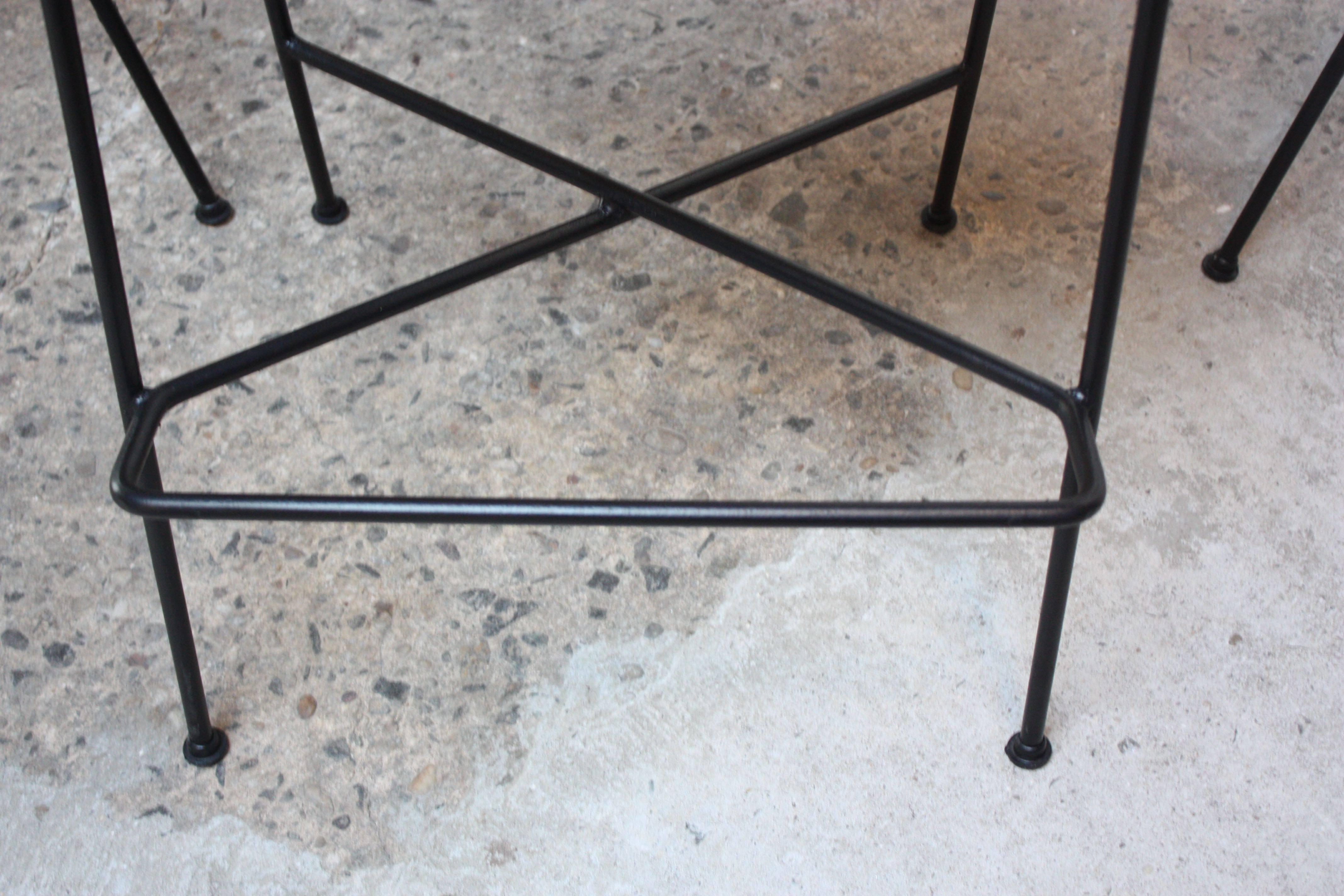 Set of Four Rush and Iron Stools by Arthur Umanoff for Raymor 3