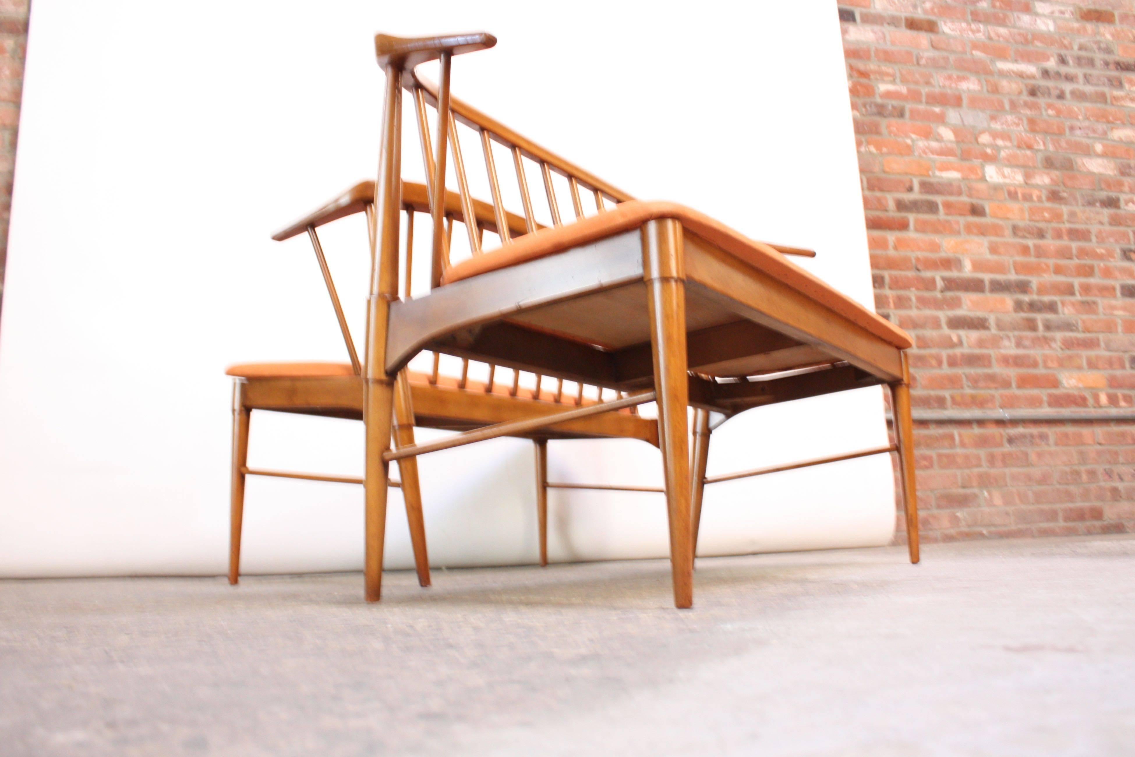 American Mid-Century Modern Spindle Back Bench