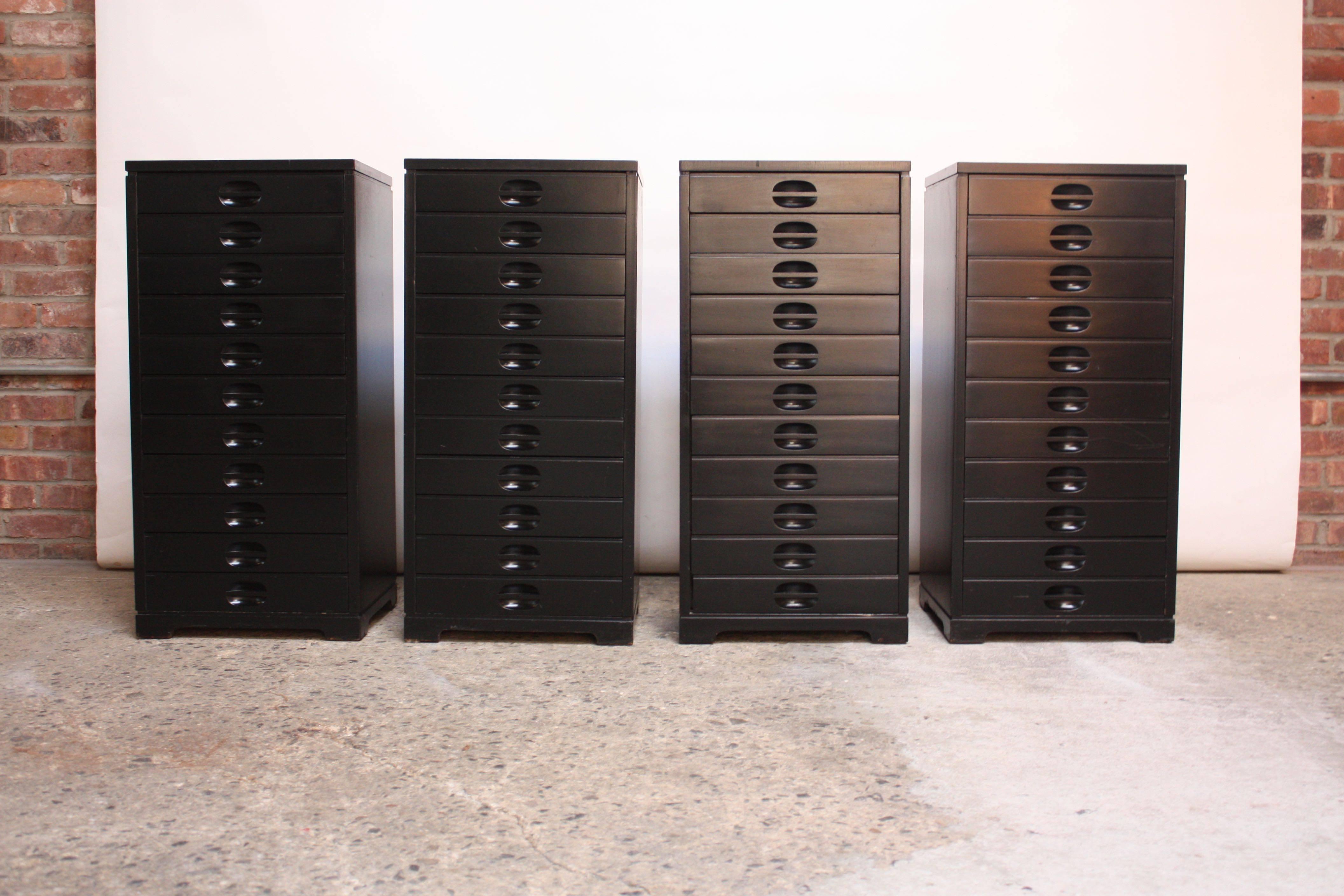 Set of Four Mid-Century American Modern Ebonized Specimen Cabinets In Good Condition In Brooklyn, NY
