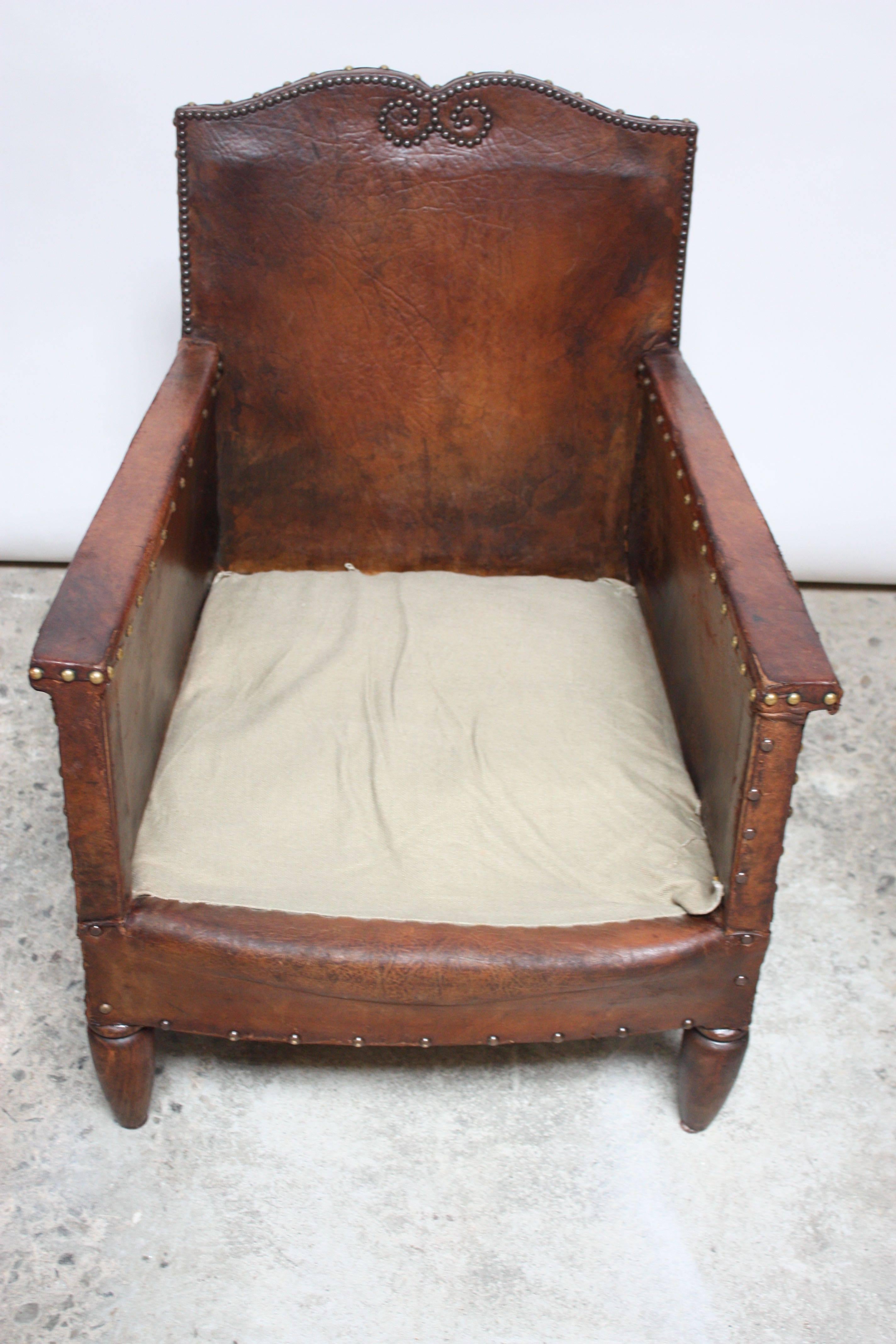 Pair of Diminutive French Leather Club Chairs 2
