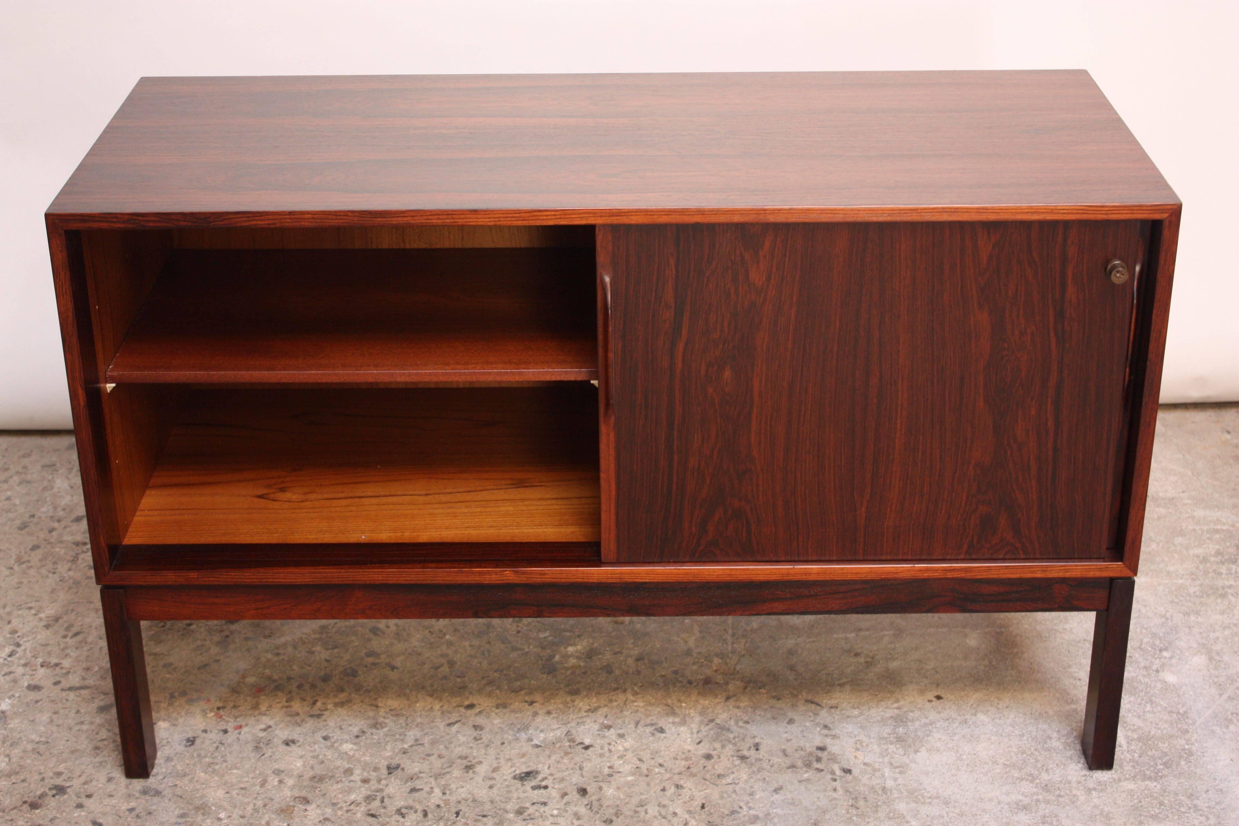 Mid-Century Modern Petite Danish Modern Bookmatched Rosewood Cabinet