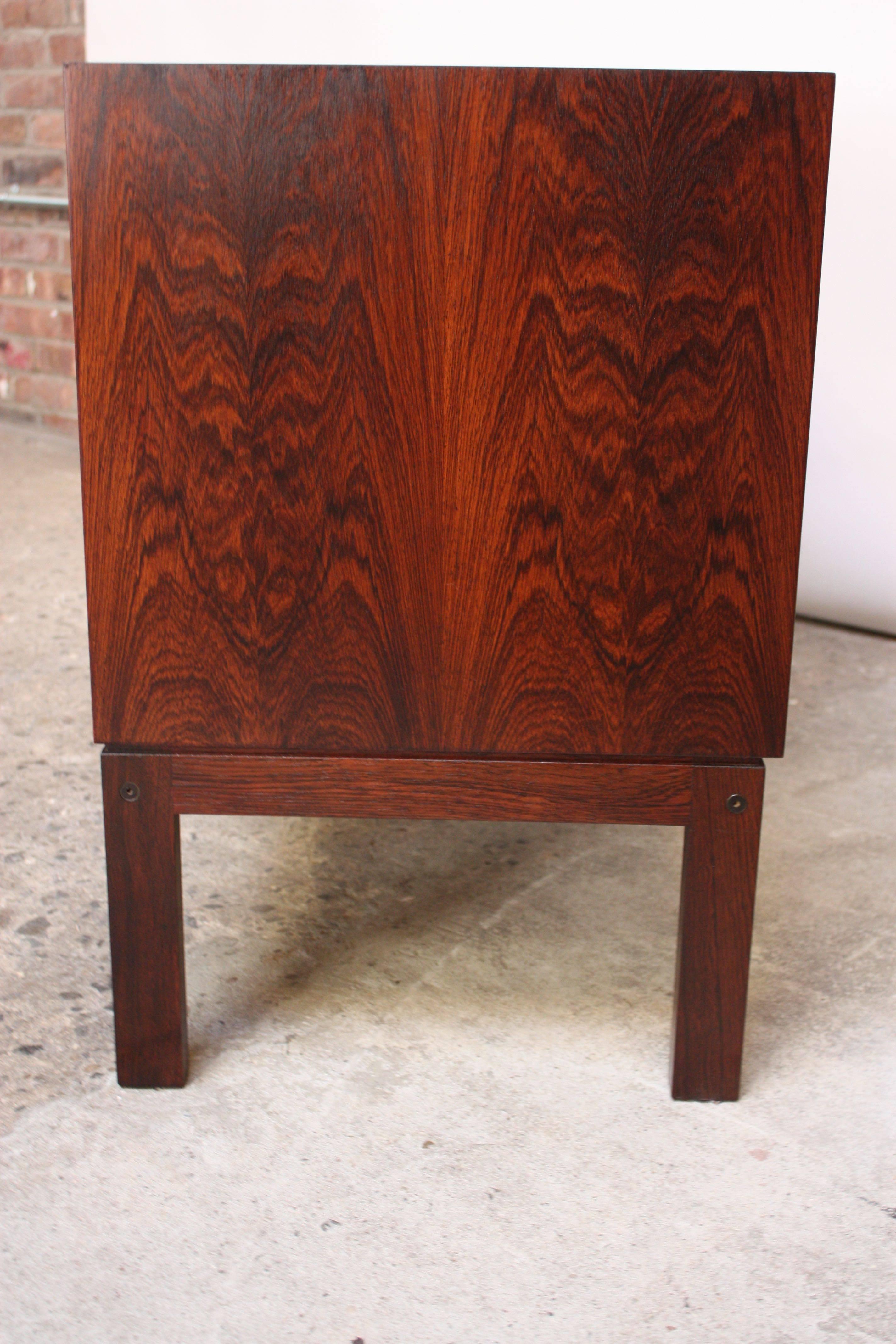 Mid-20th Century Petite Danish Modern Bookmatched Rosewood Cabinet