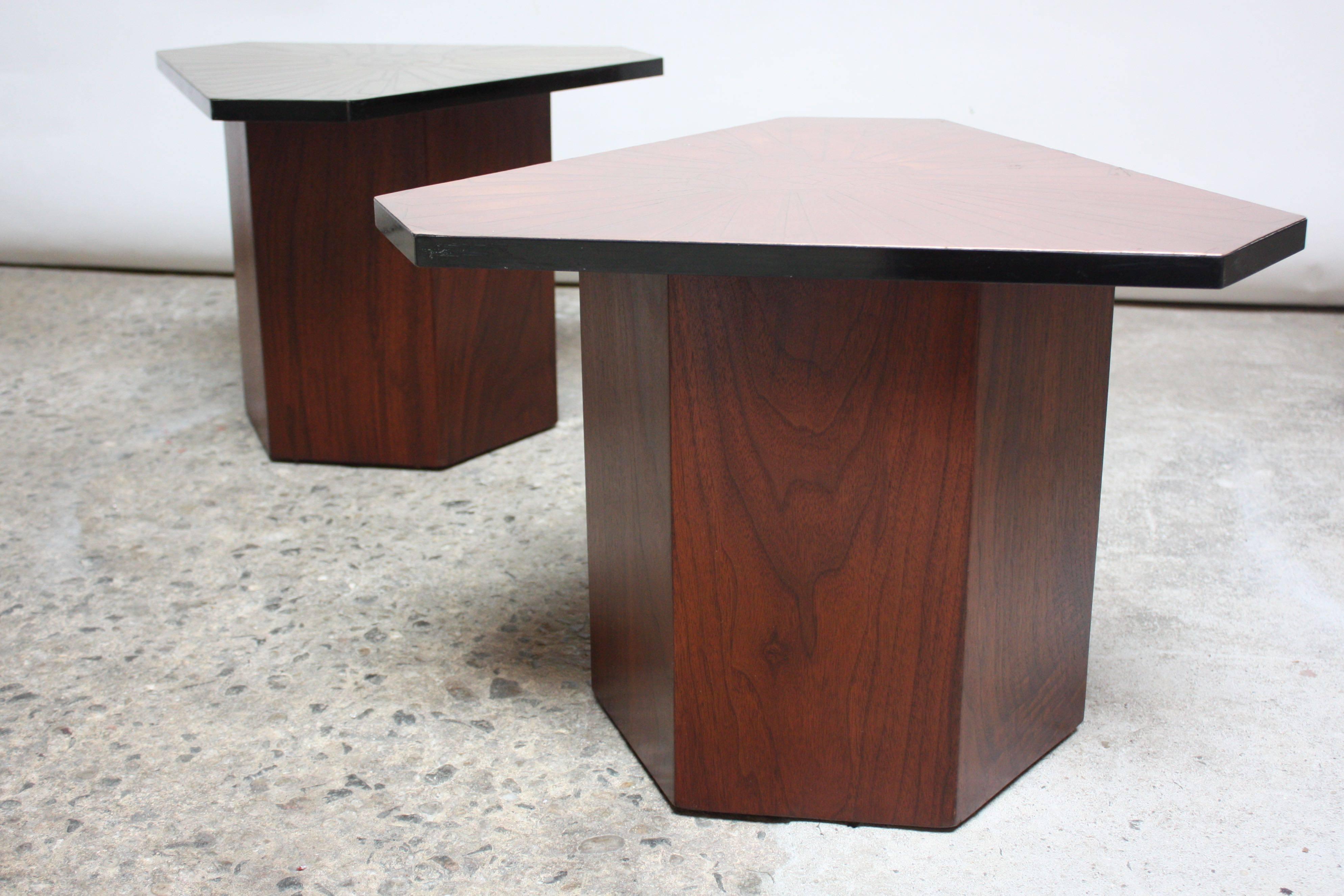 Pair of Italian Etched Copper and Brass Side Tables by G. Urso 4