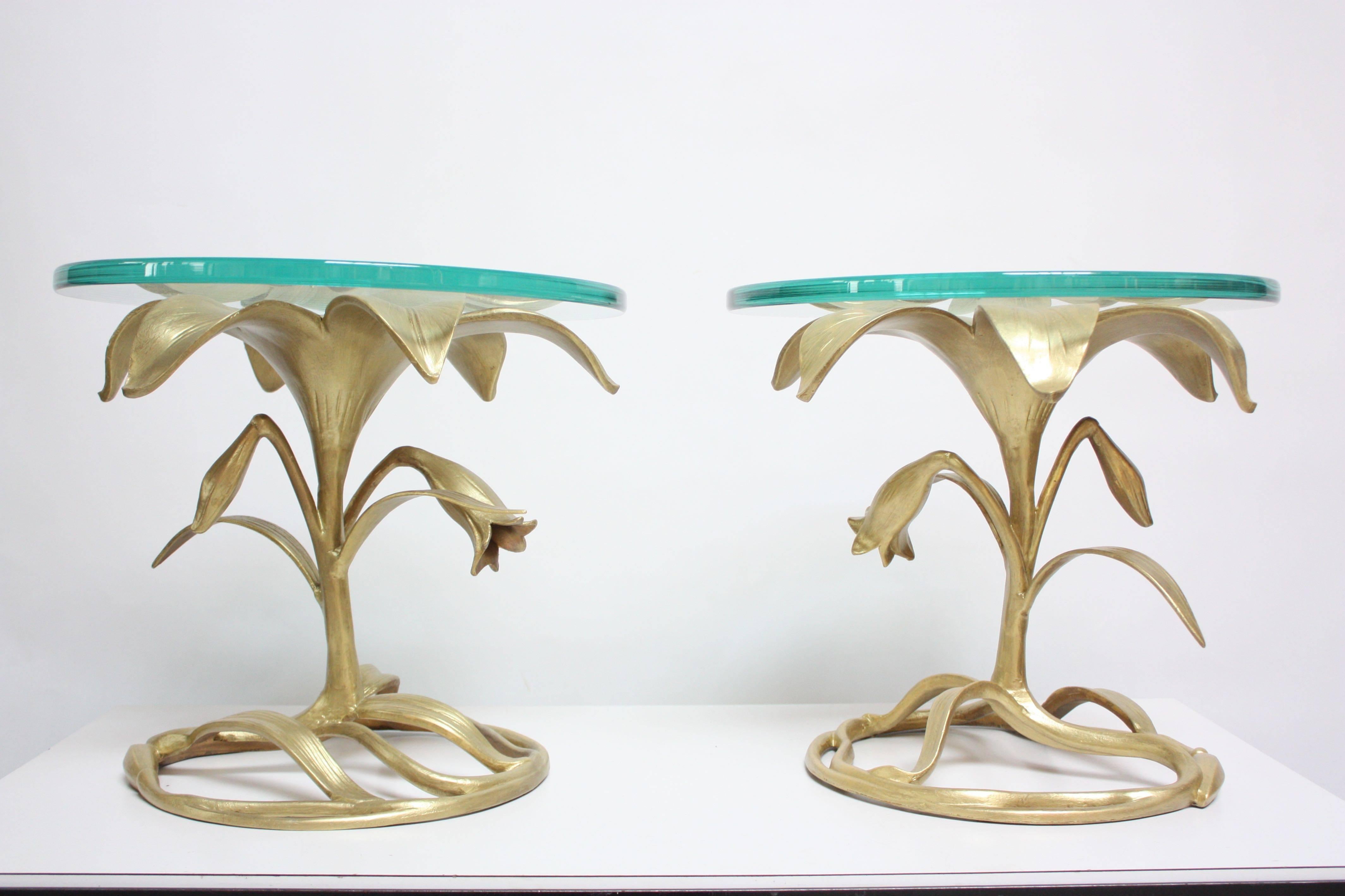 Mid-Century Modern Pair of Arthur Court 'Lily' Side Tables