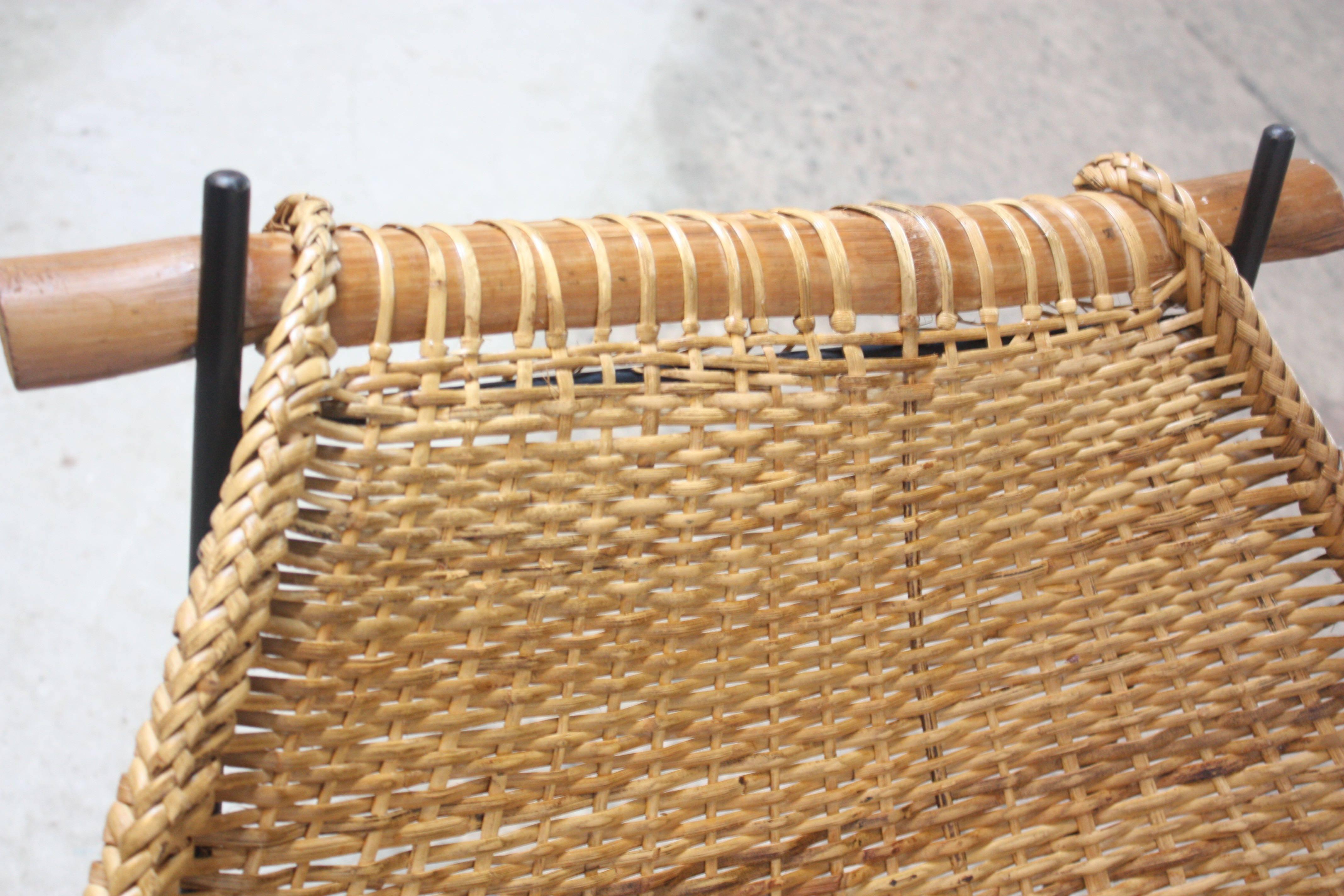 Wrought Iron John Risley 'Duyan' Rattan and Iron Sling Chair