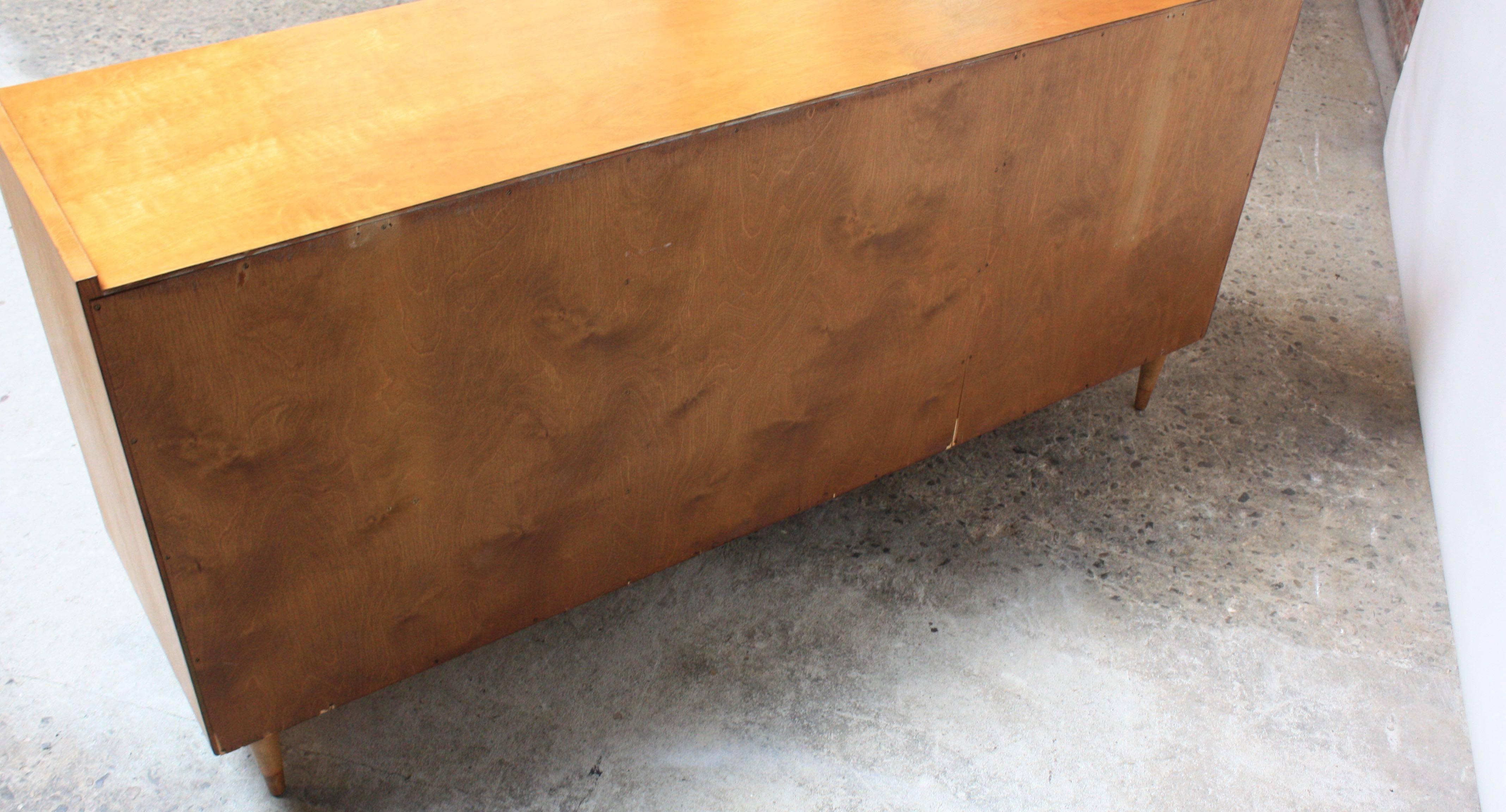 Edmond J. Spence Sideboard in Maple and Brass In Good Condition In Brooklyn, NY