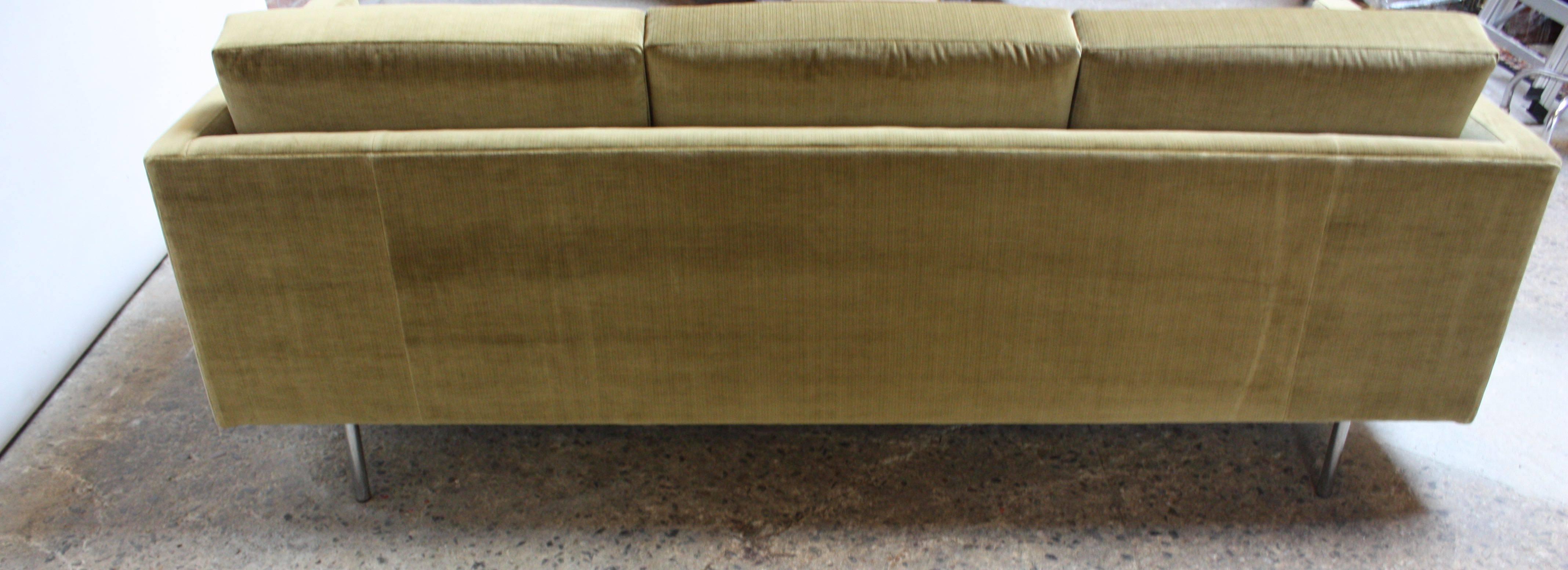 Mid-20th Century 1960s Three-Seat Directional Sofa in Sage Velvet