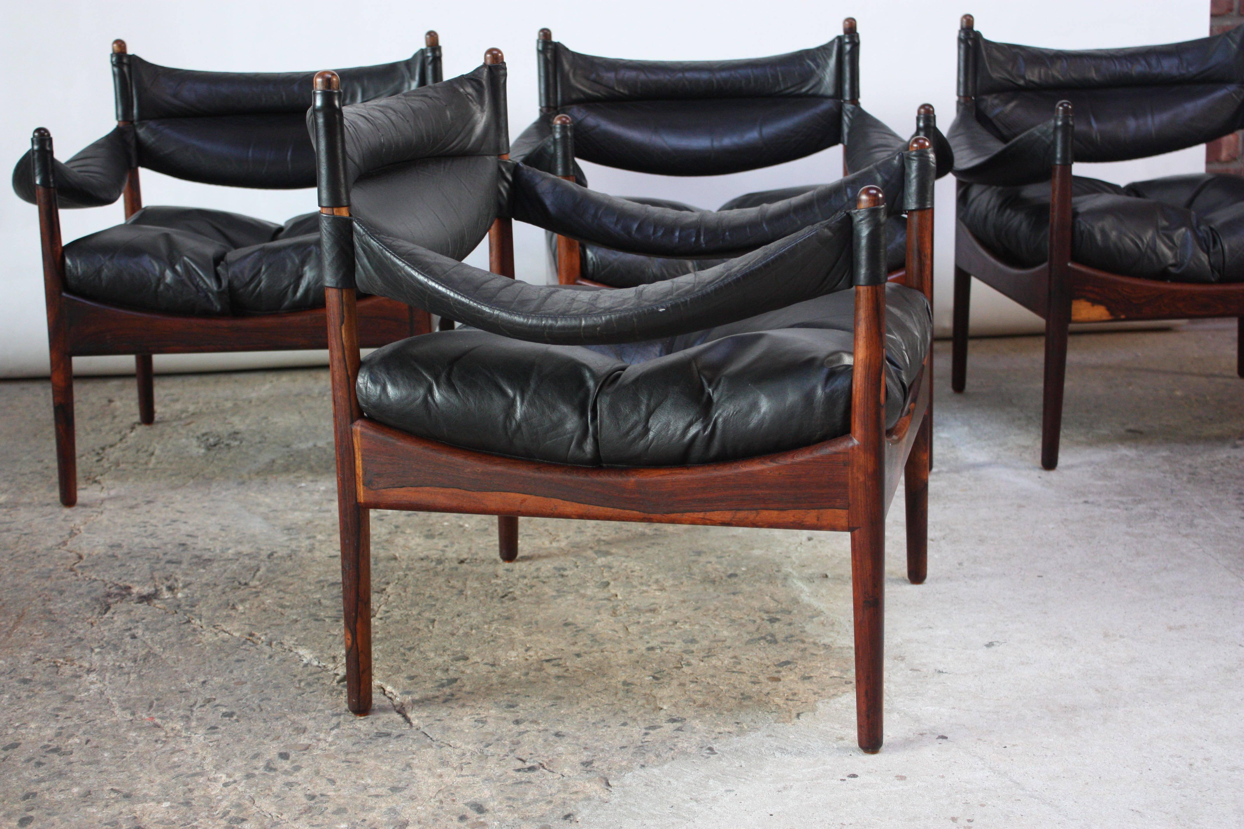 Danish Set of Four Kristian Solmer Vedel 'Modus' Rosewood Lounge Chairs