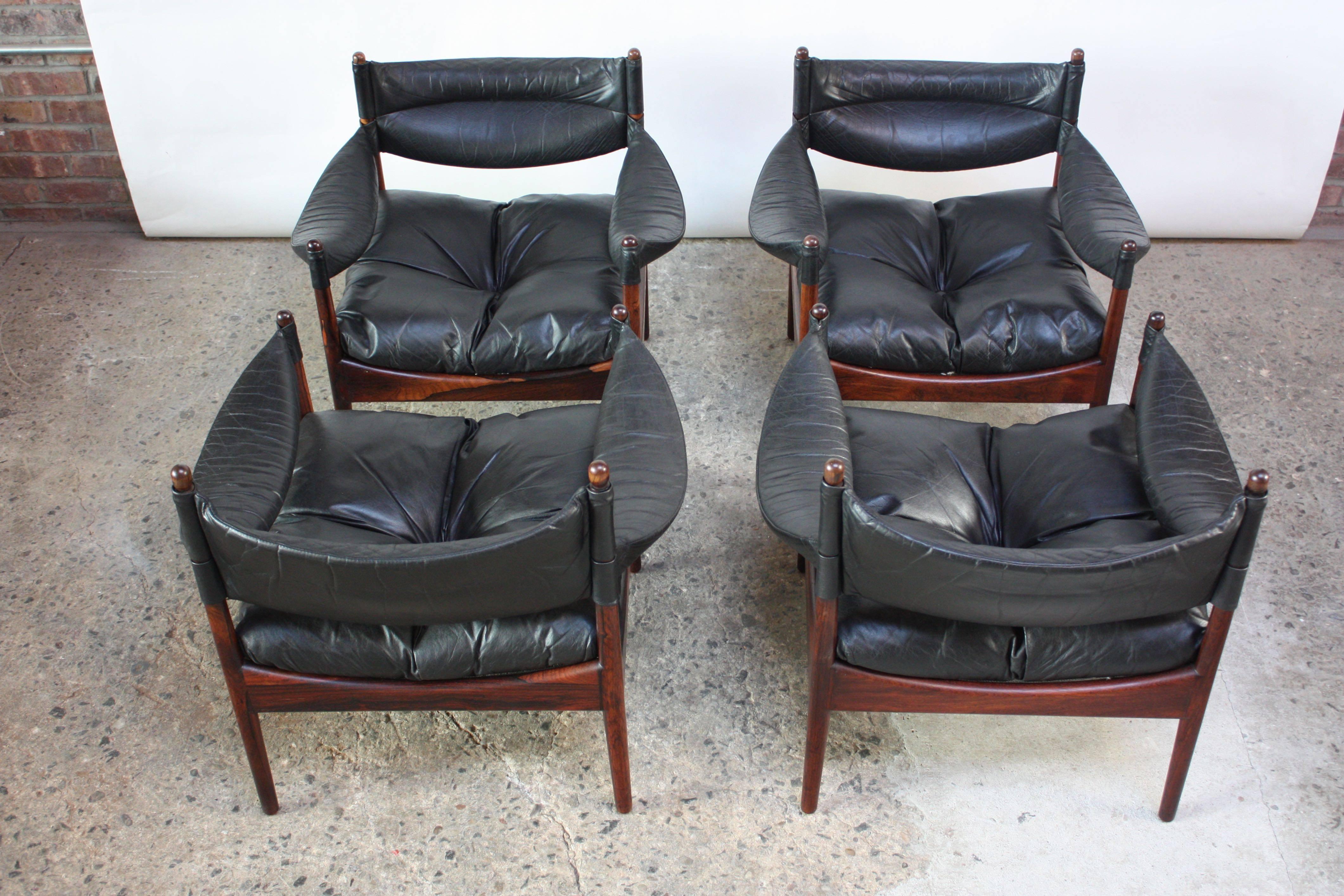 Mid-Century Modern Set of Four Kristian Solmer Vedel 'Modus' Rosewood Lounge Chairs