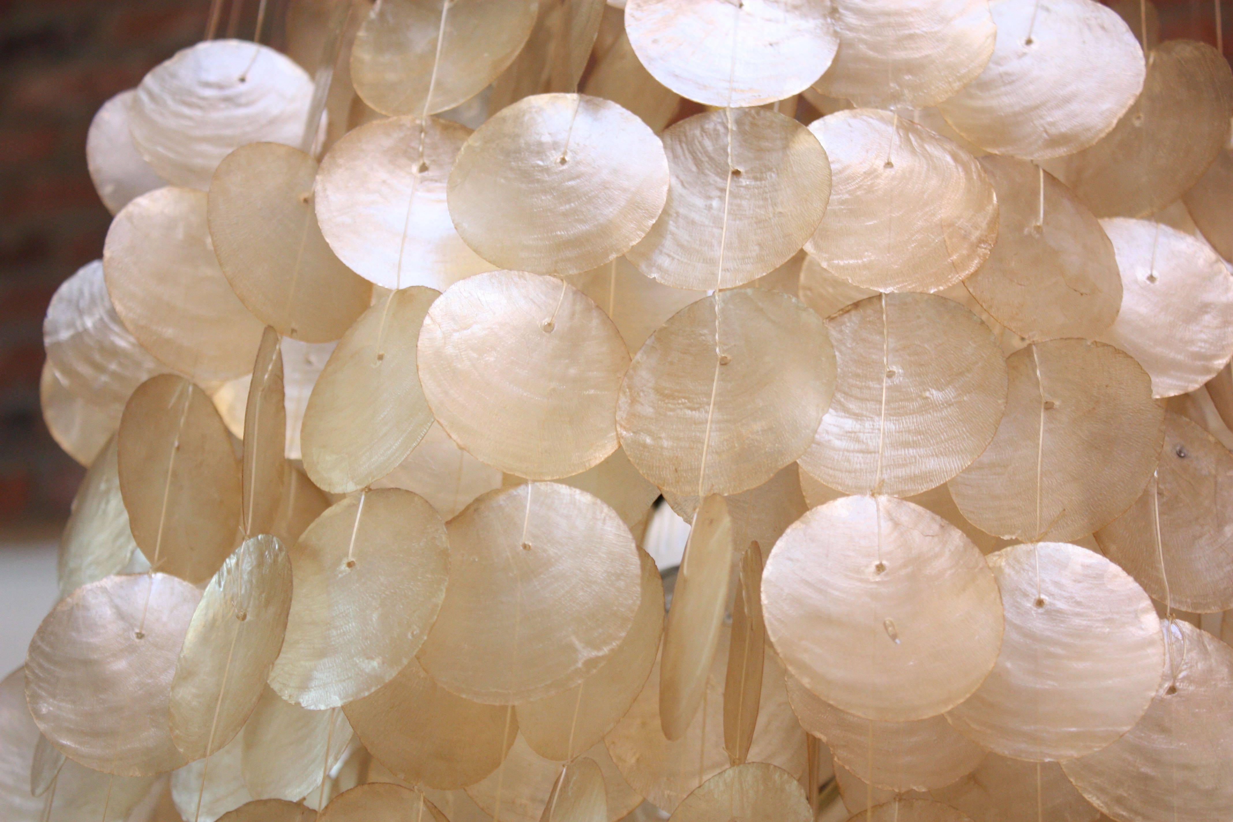 Vintage Capiz Shell Chandelier after Verner Panton In Good Condition In Brooklyn, NY