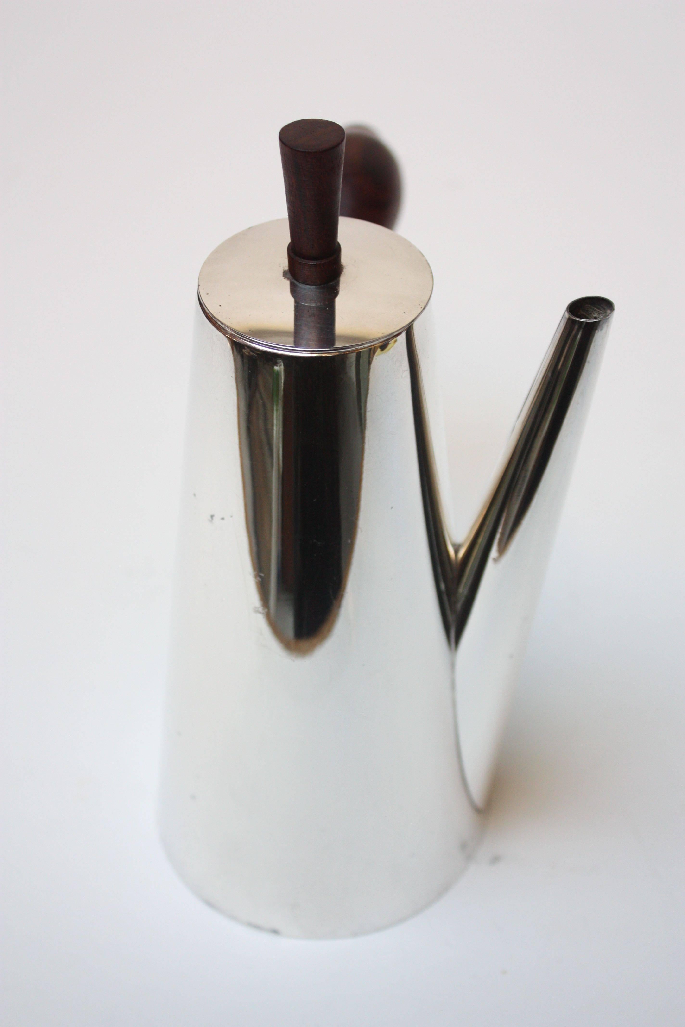 Midcentury Italian Silver Plate and Rosewood Coffee Pot 3