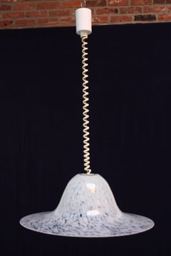 Midcentury German Modern Retractable Blown Glass Pendant by Peill & Putzler