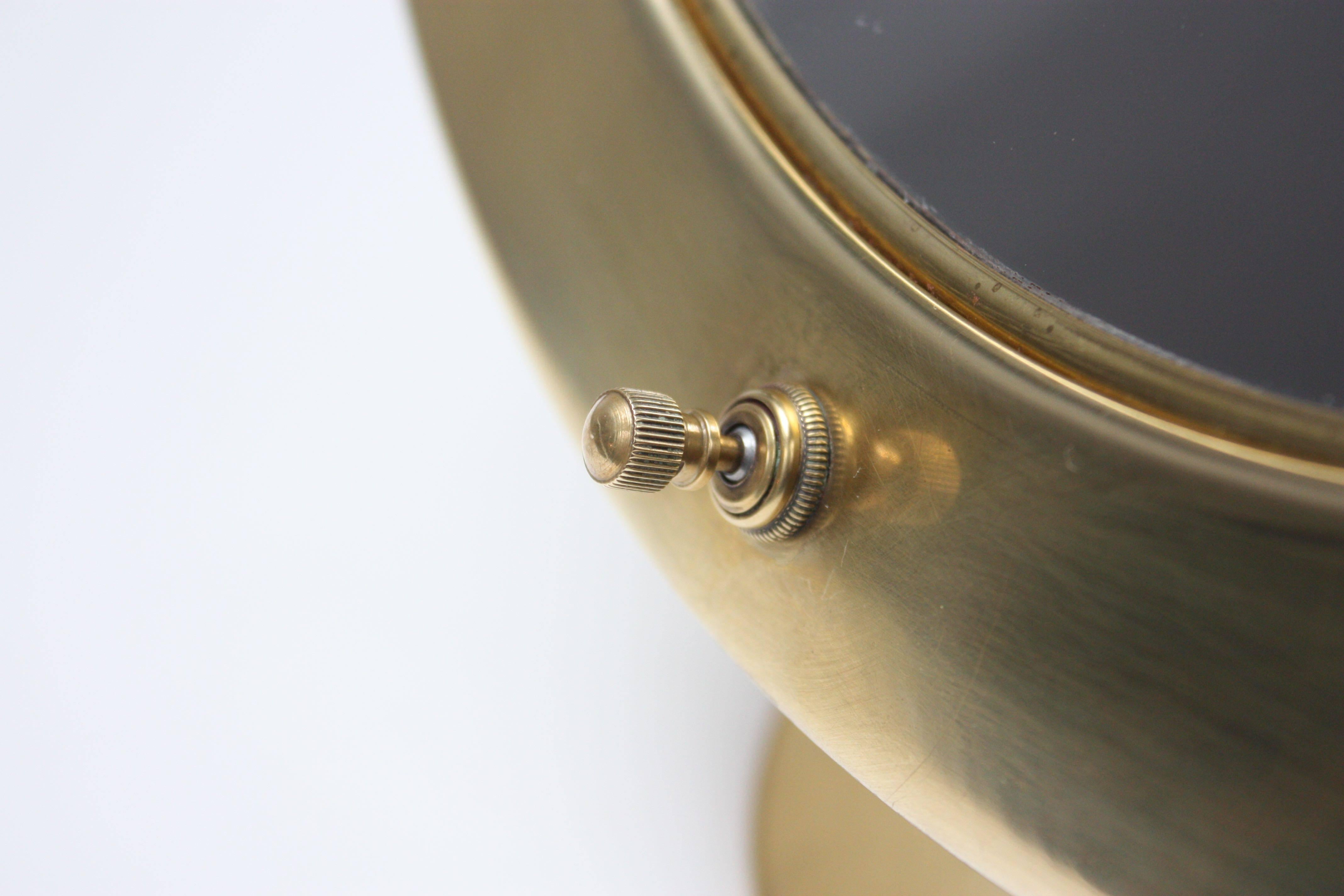 Polished West German Lighted Tabletop Vanity Mirror in Brass
