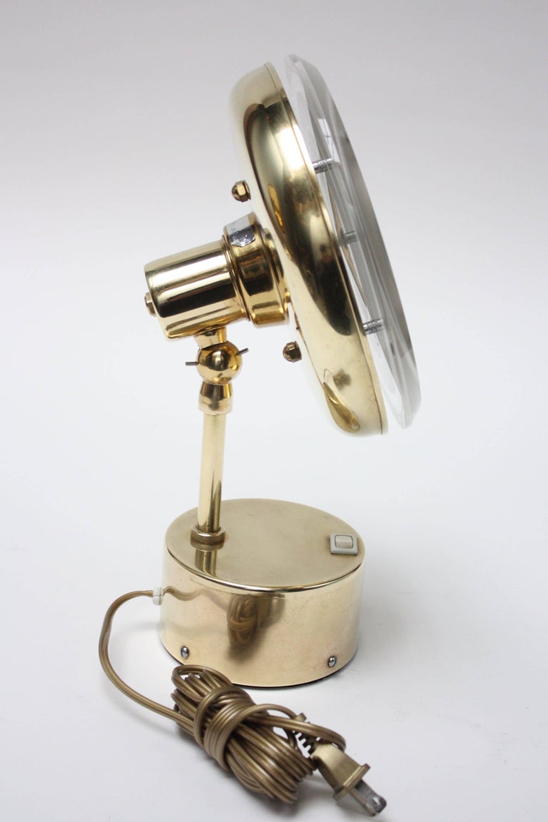 Midcentury Illuminated Vanity Mirror in Brass and Lucite at 1stDibs