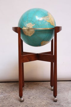 Jens Risom Sculptural Walnut Globe Stand on Casters