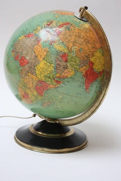 1960s Replogle Glass Illuminated Library Globe