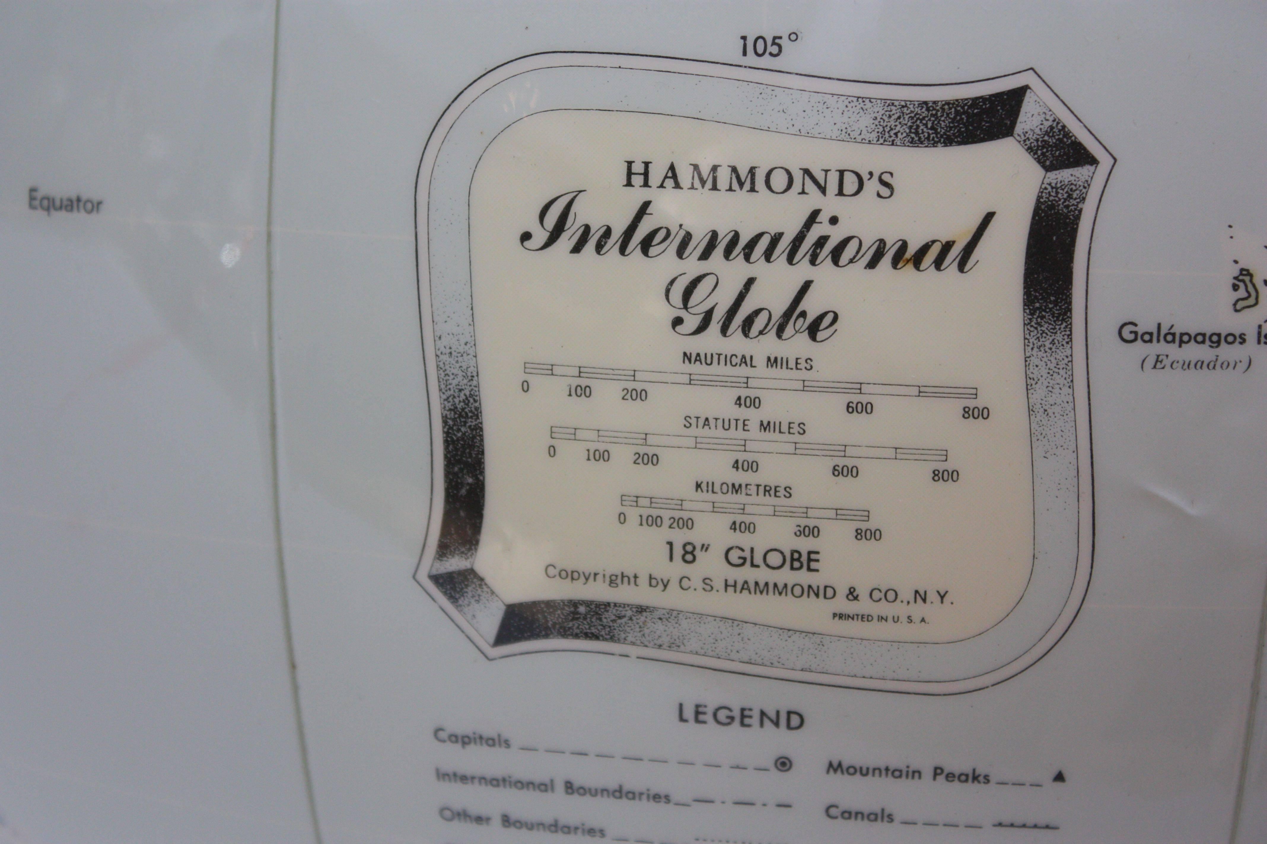Mid-20th Century C.S. Hammond & Co. 1950s Inflatable Tabletop Globe on Metal Stand