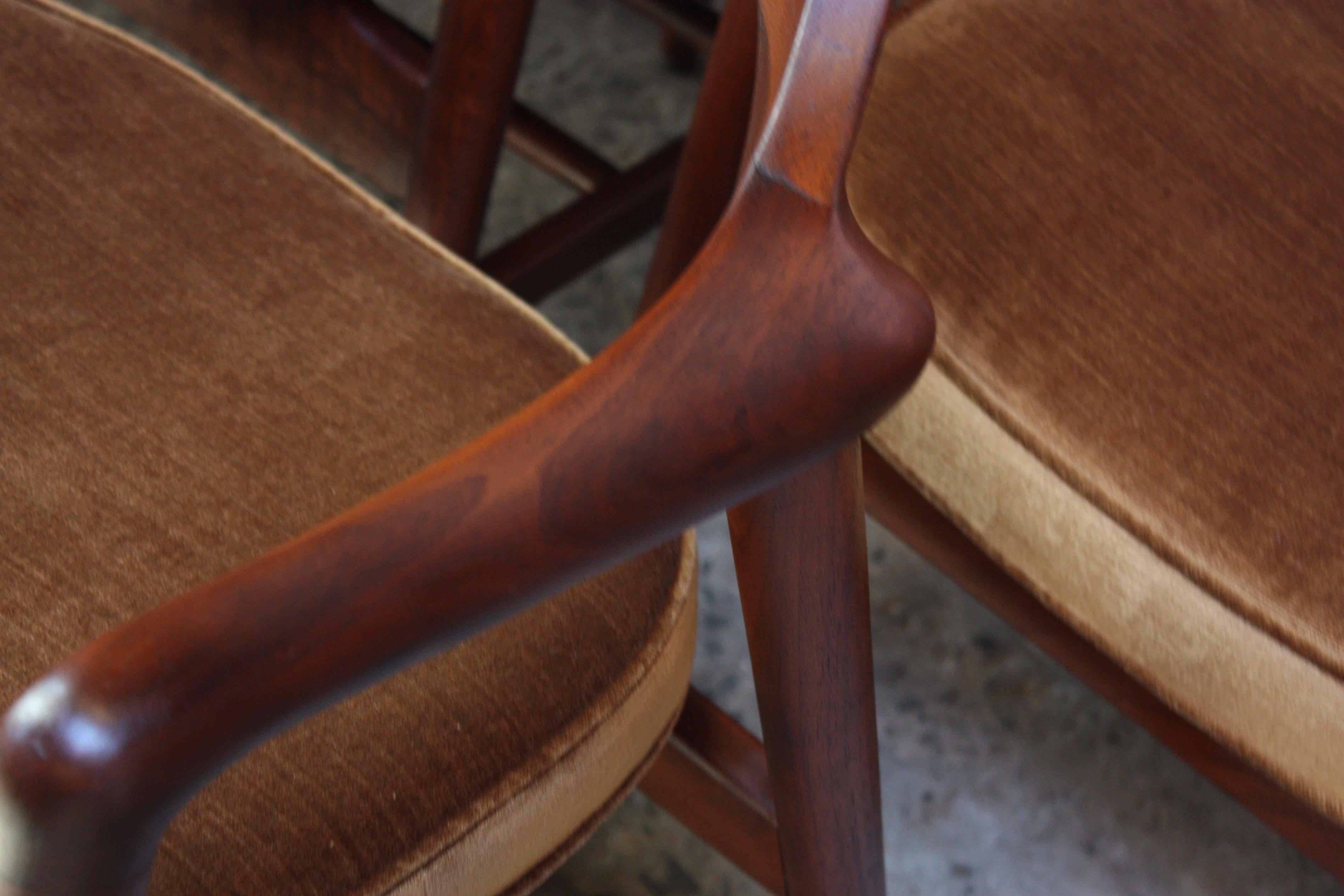 Mid-20th Century Set of Six W.H. Gunlocke Sculptural Walnut Armchairs