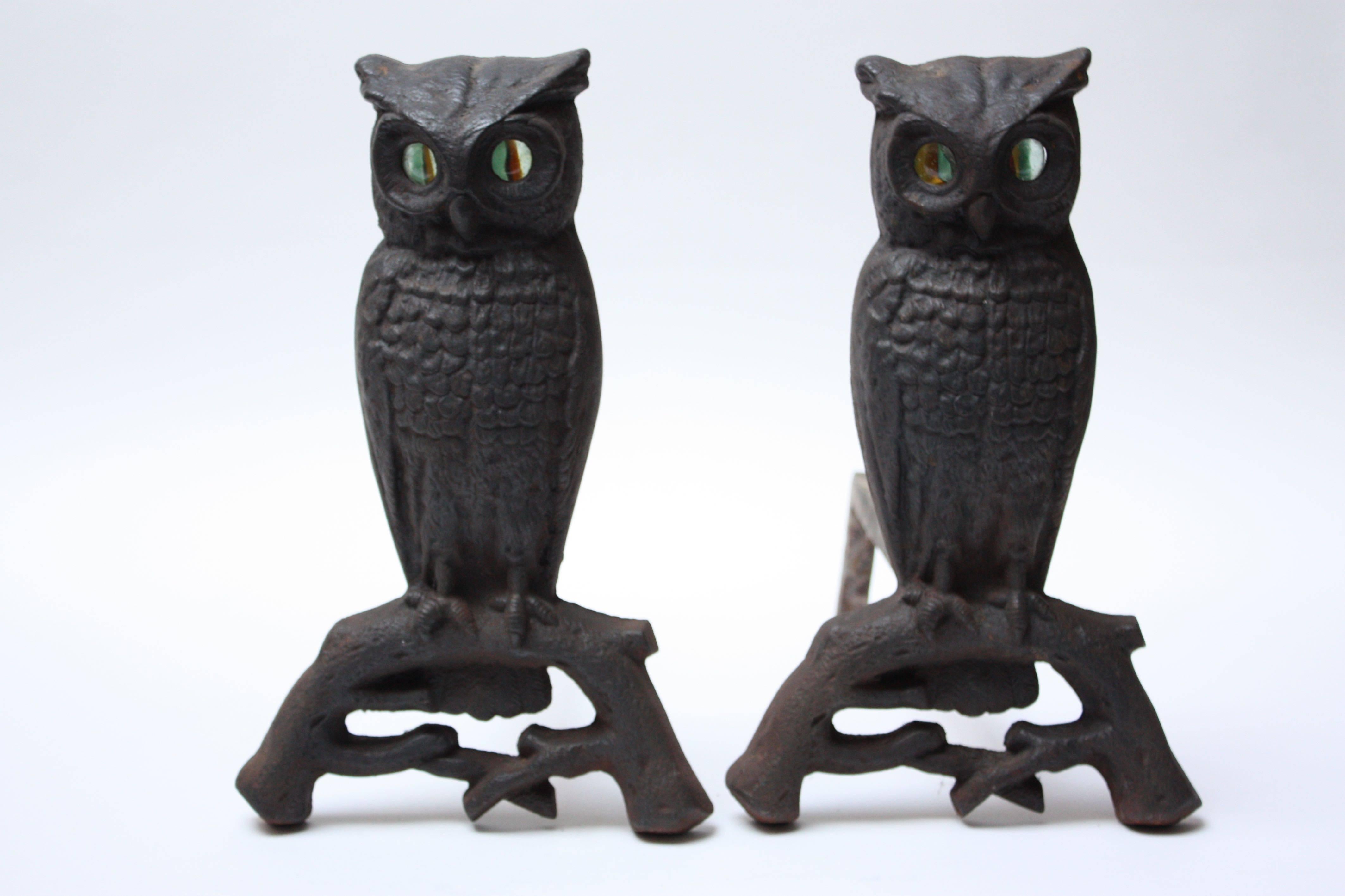antique owl andirons