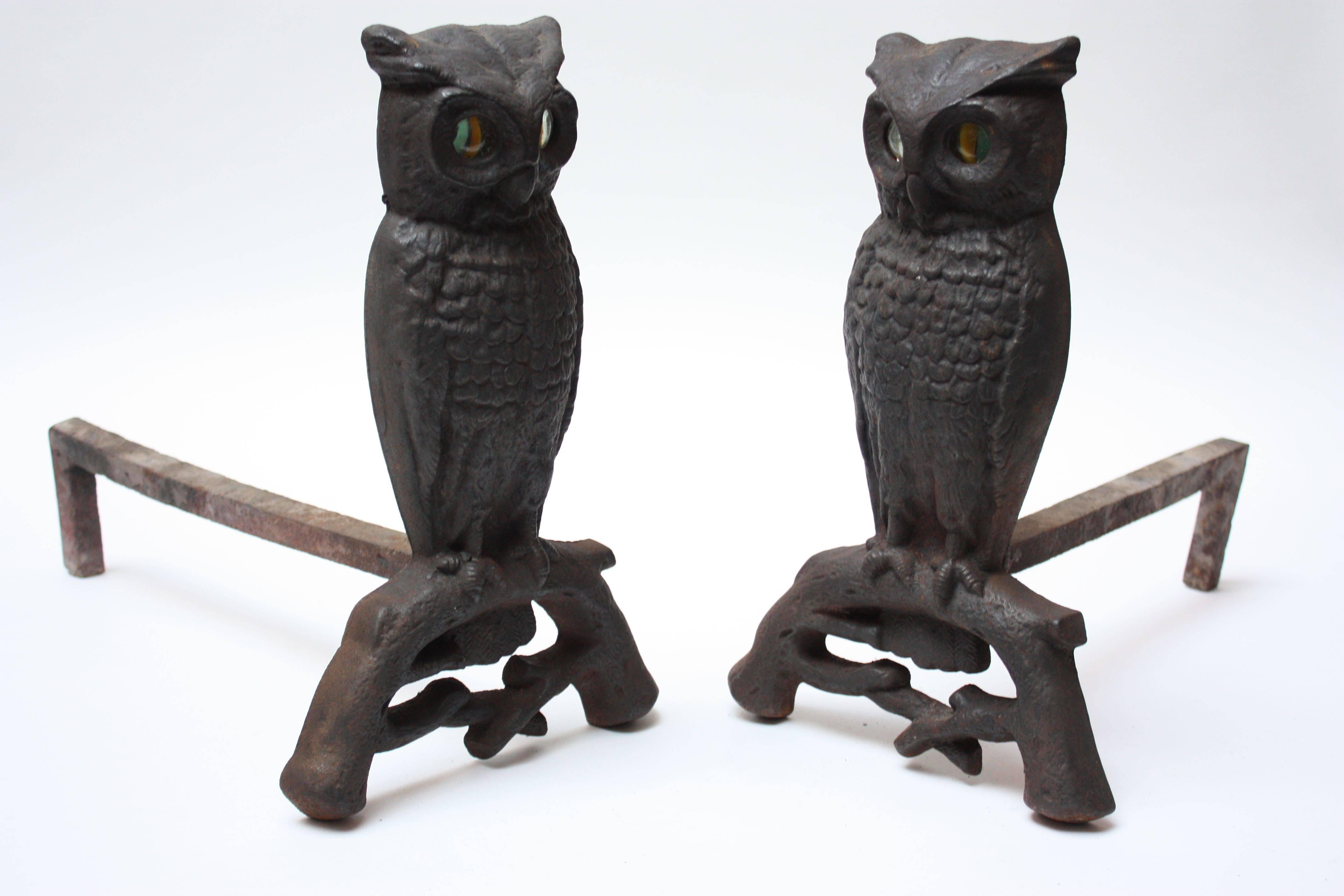 replacement glass eyes for owl andirons