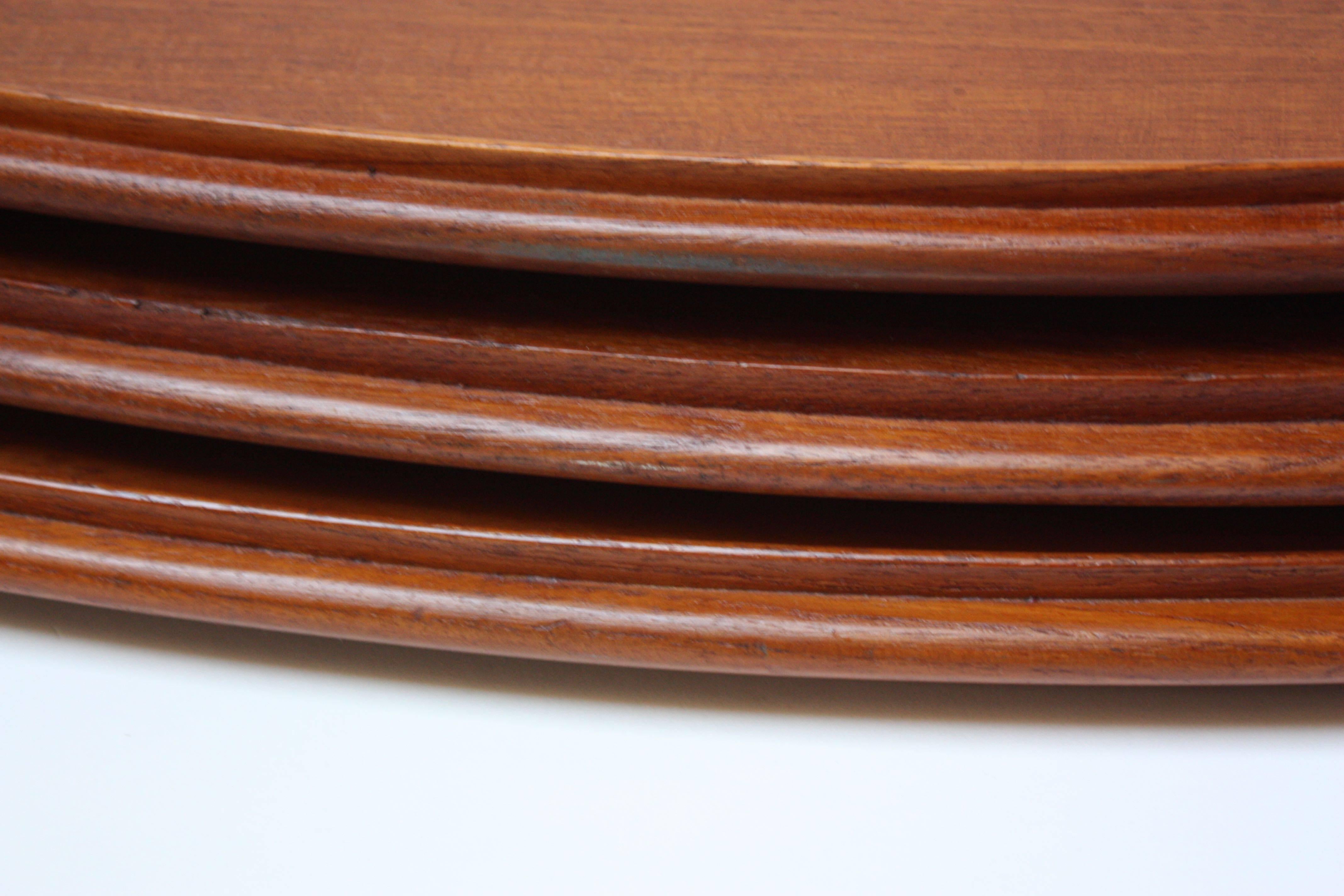 Nest of Three Staved Teak Serving Trays by Jens Quistgaard for Dansk For Sale 1