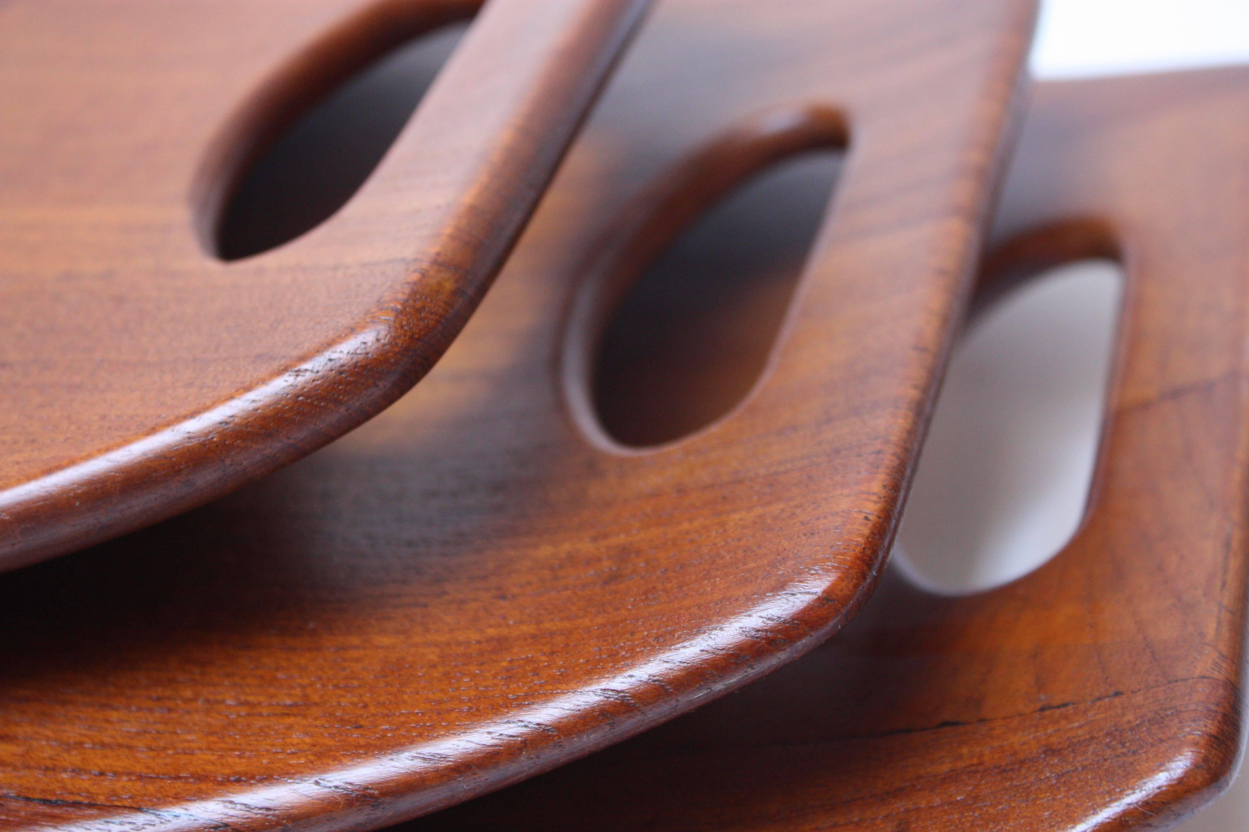 Mid-20th Century Nest of Three Staved Teak Serving Trays by Jens Quistgaard for Dansk For Sale