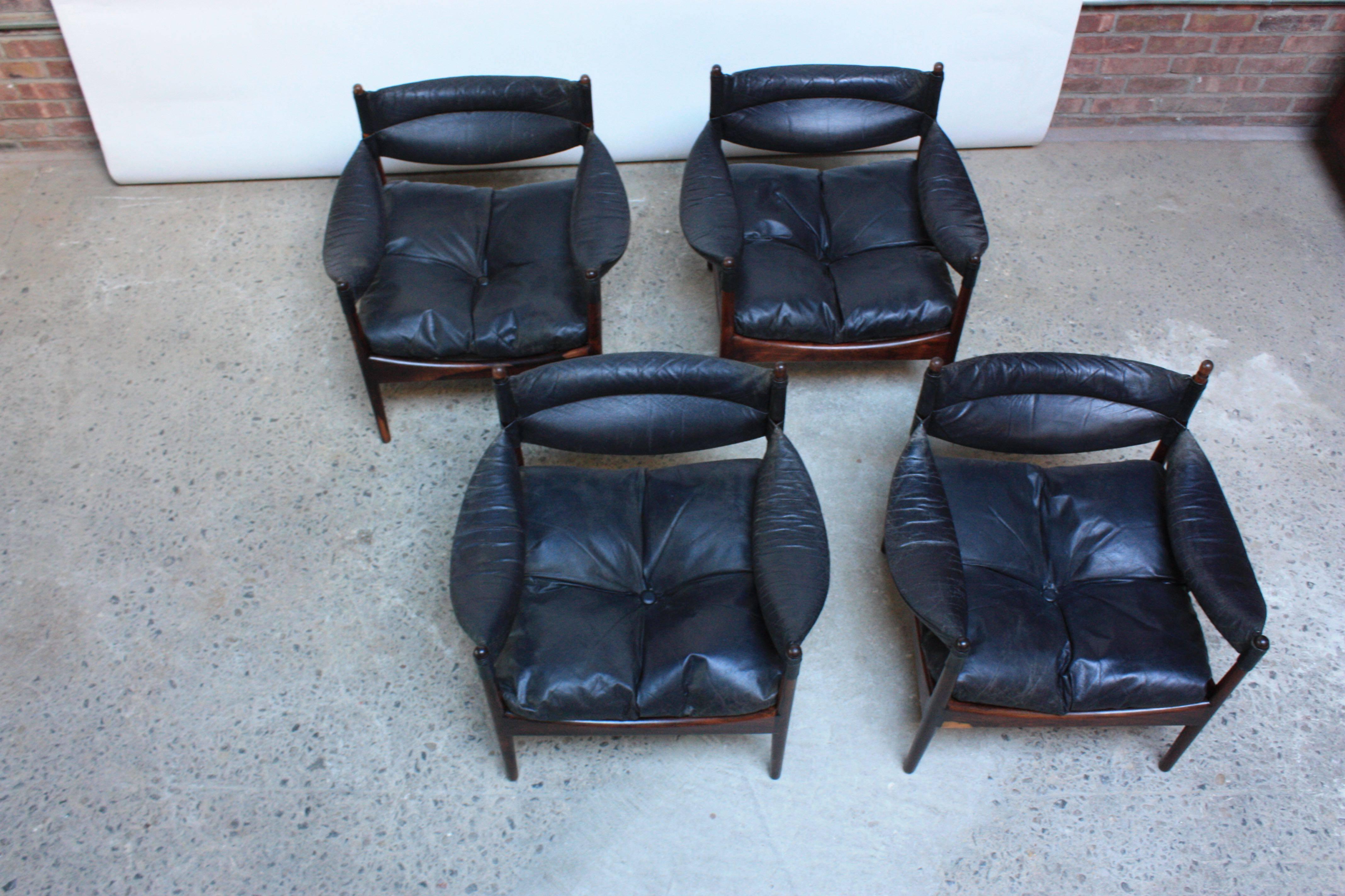 Set of Four Kristian Solmer Vedel 'Modus' Rosewood Lounge Chairs  In Good Condition In Brooklyn, NY