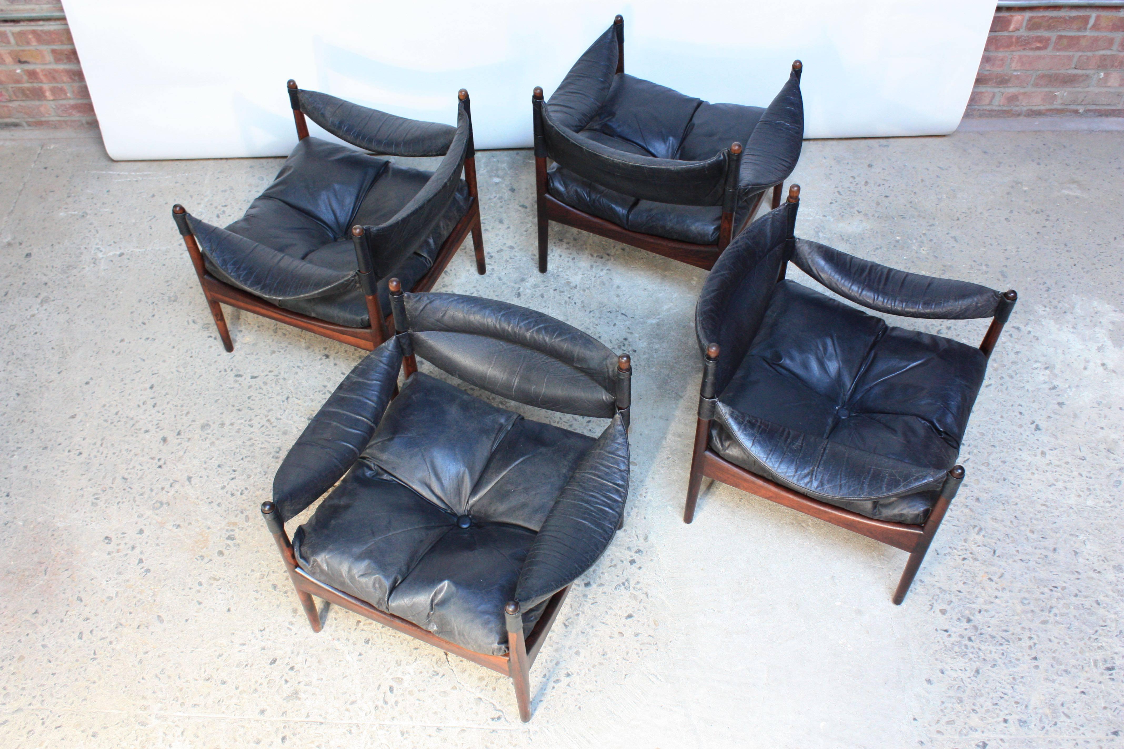 Mid-20th Century Set of Four Kristian Solmer Vedel 'Modus' Rosewood Lounge Chairs 