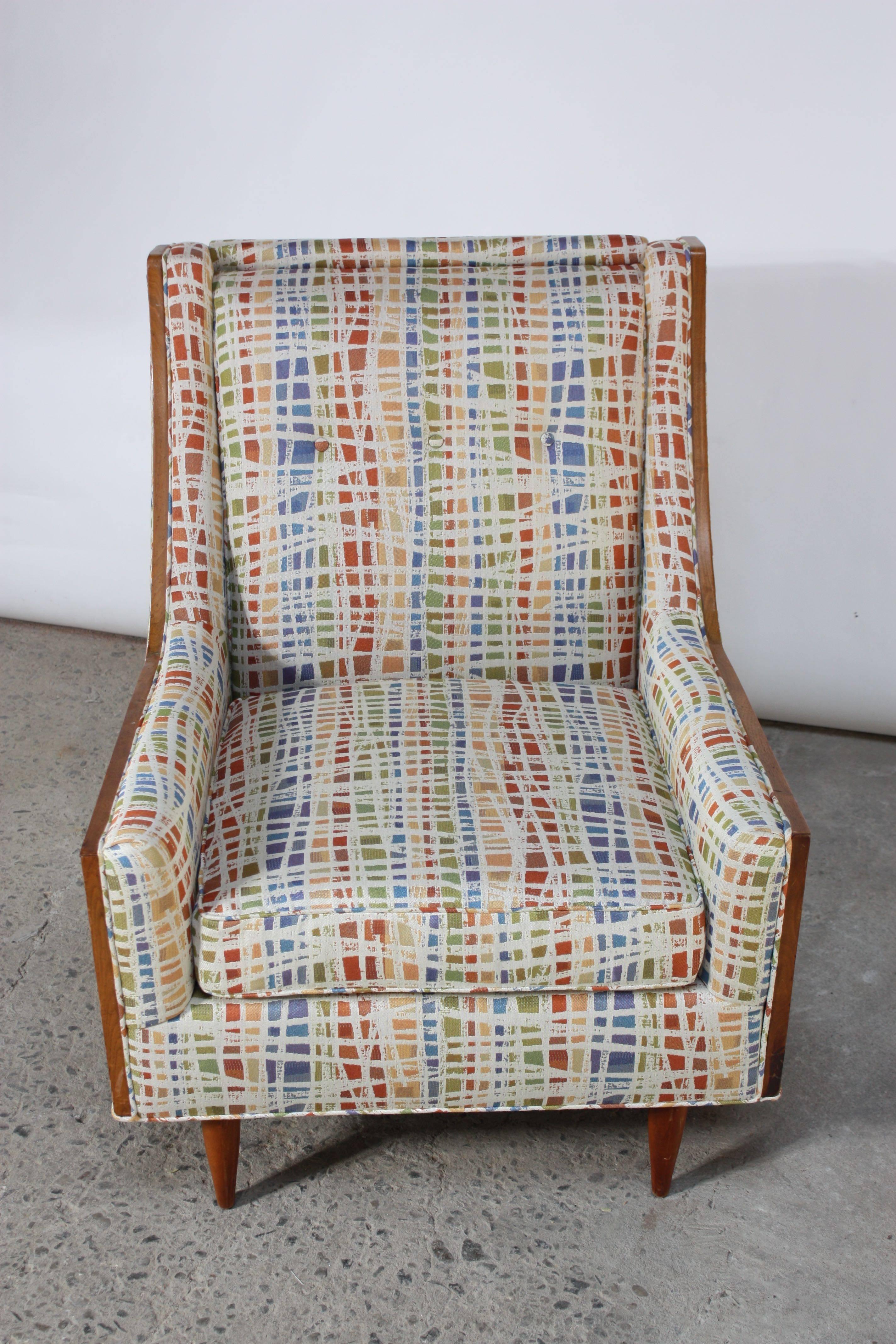 Mid-Century Modern Mid-Century American Modern Lounge Chair with Walnut Border