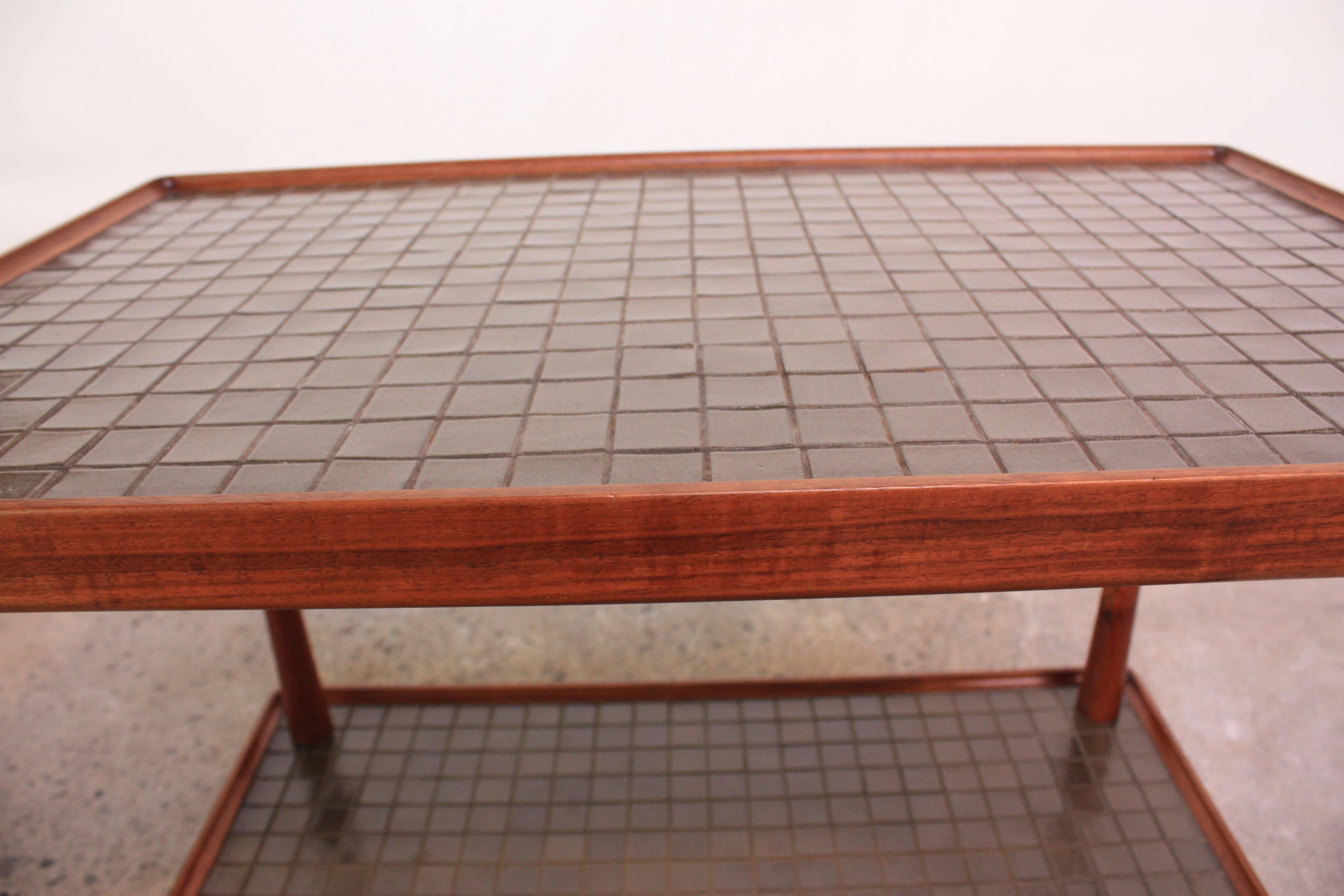 Two-Tiered Martz Ceramic Tile and Walnut Teacart 4
